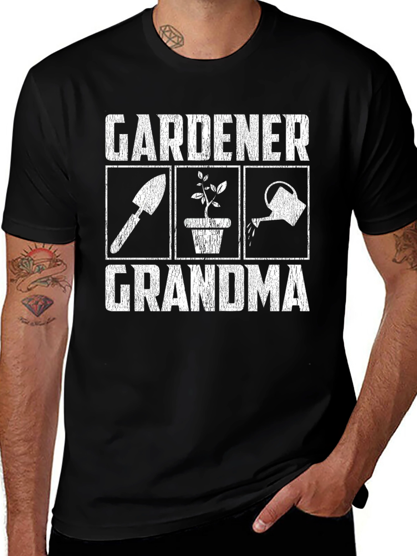 Variant 2 of Gardener Grandma Graphic Tee - Black