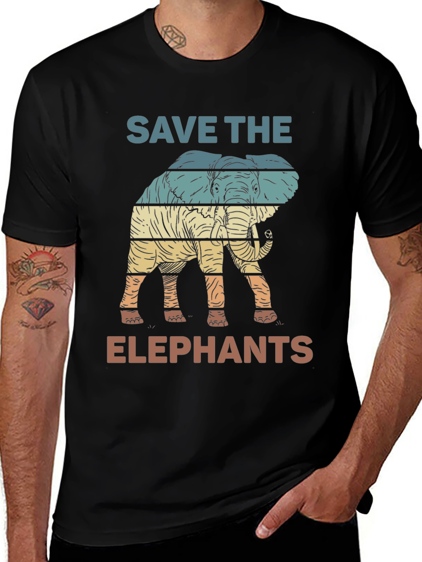 Variant 27 of Save the Elephants Graphic Tee - Black