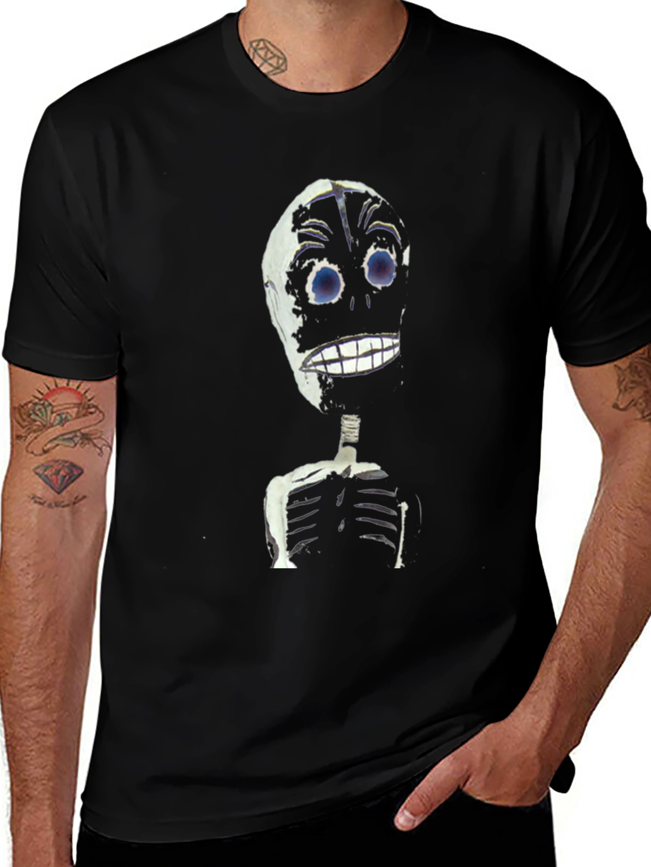 Variant 6 of Skeleton Graphic Tee - Creepy Cool Black T-Shirt