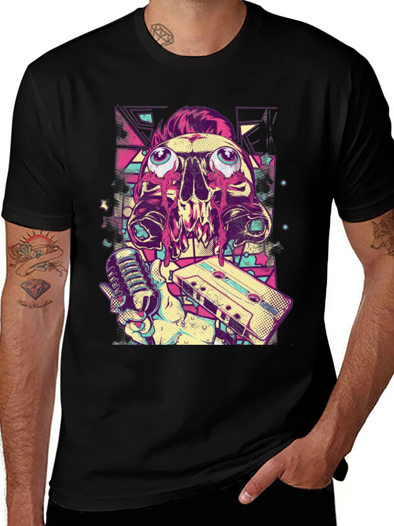 Variant 16 of Skull DJ Graphic Tee - Music Lover's Black T-Shirt