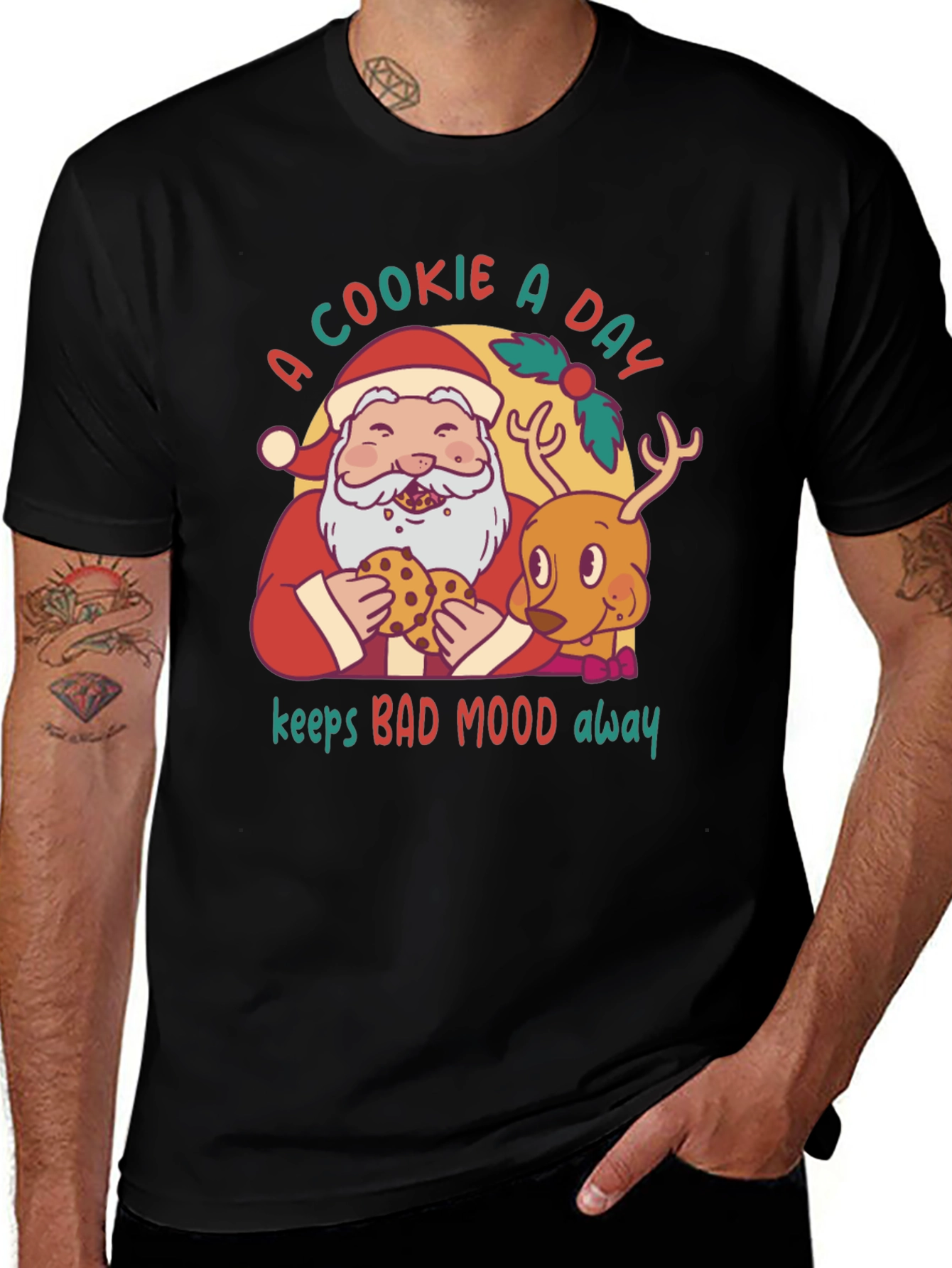 Variant 28 of Cookie A Day Santa & Reindeer Graphic Tee