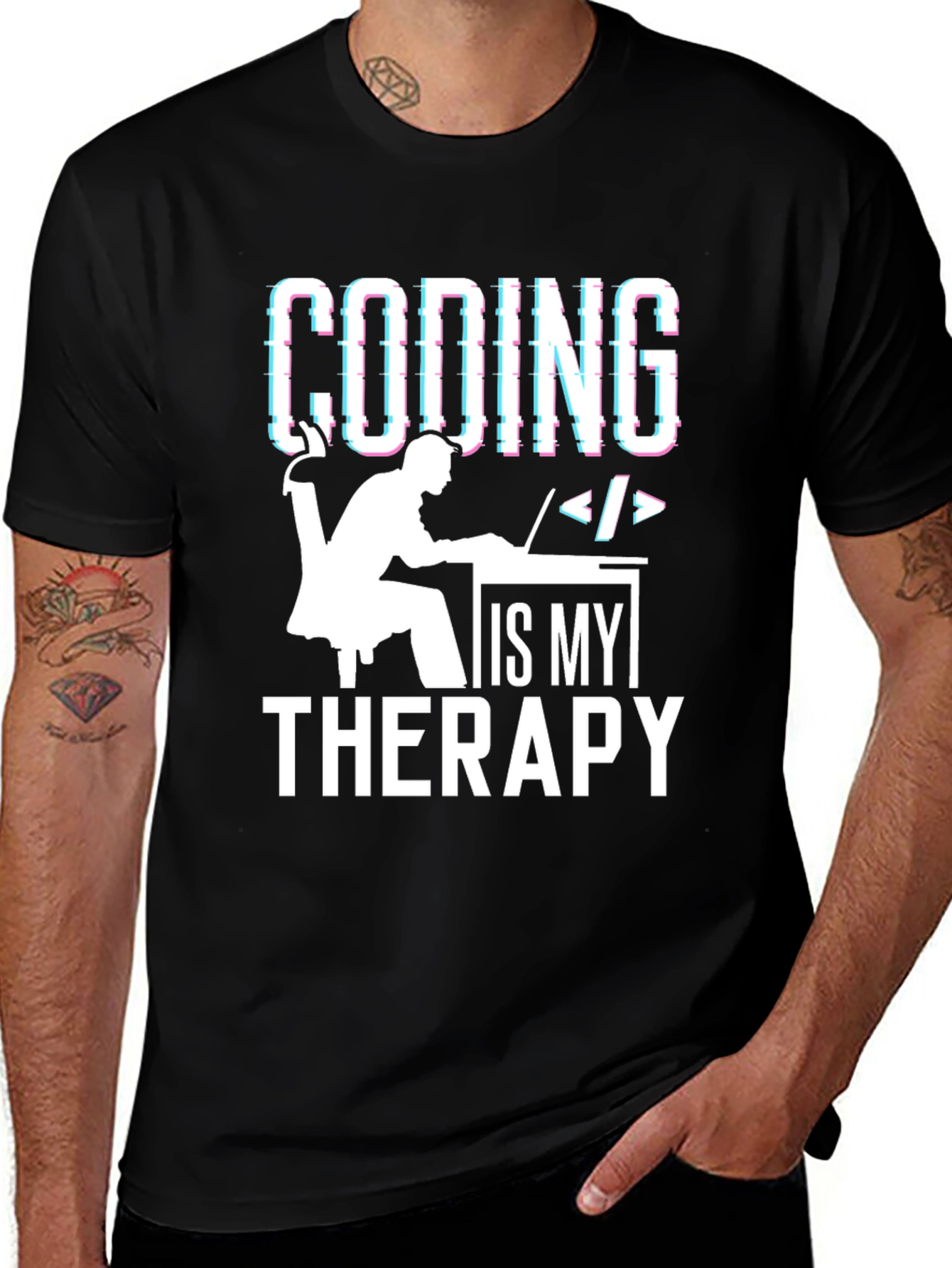 Variant 29 of Coding is My Therapy T-Shirt Programmer Gift