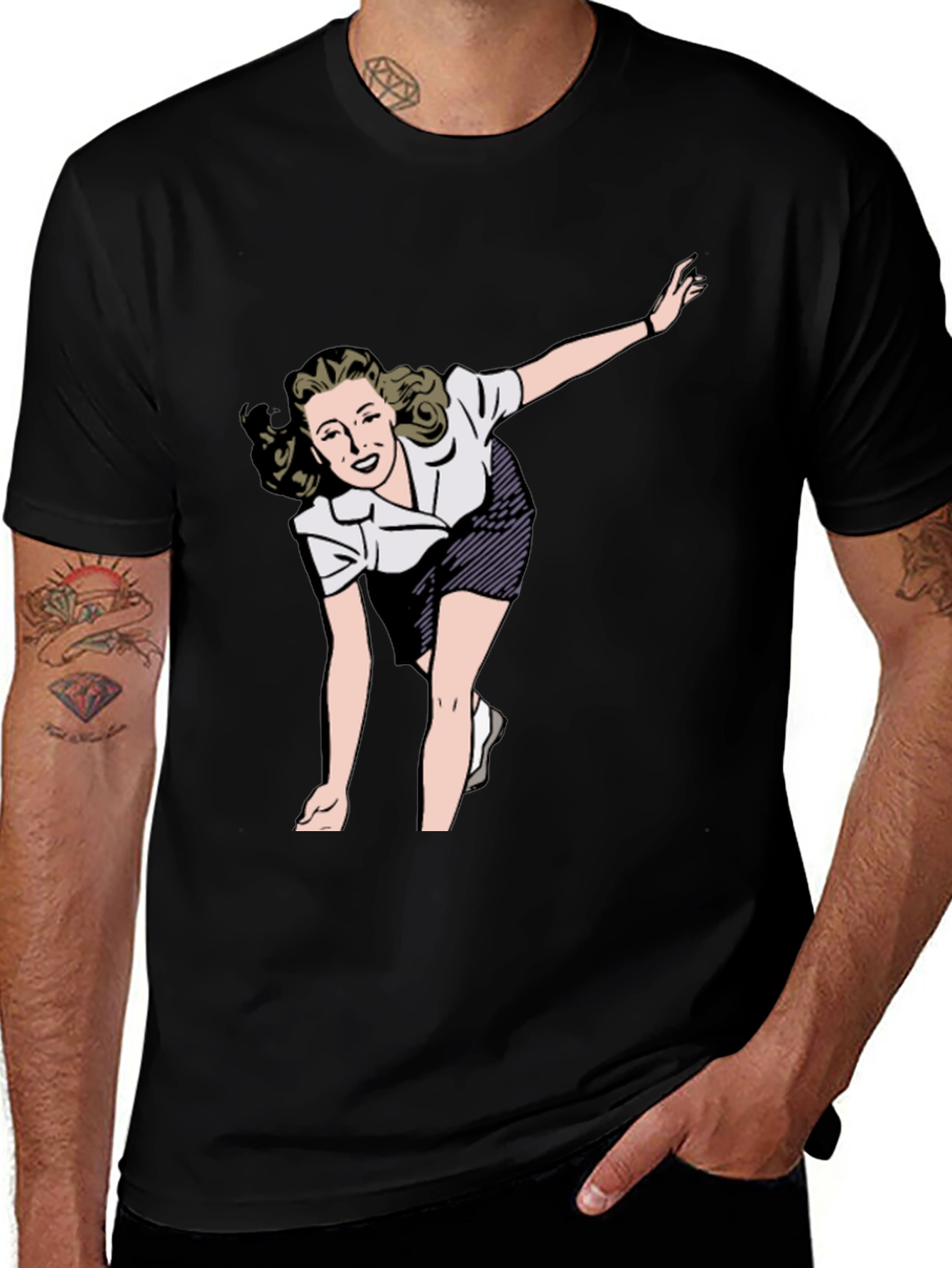 Retro Woman Bowling T-Shirt