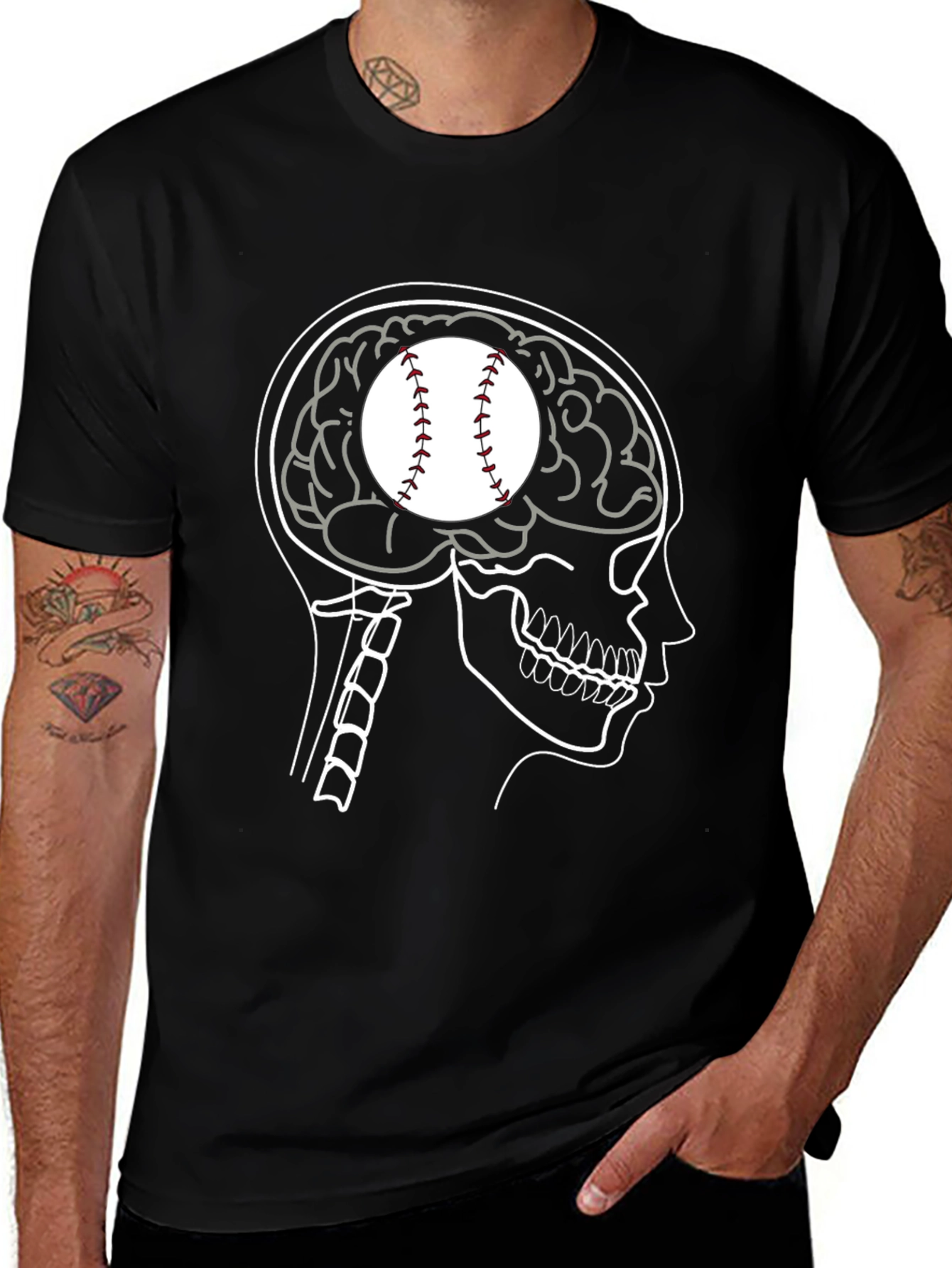 Variant 4 of Baseball Brain T-Shirt - Funny Sports Tee