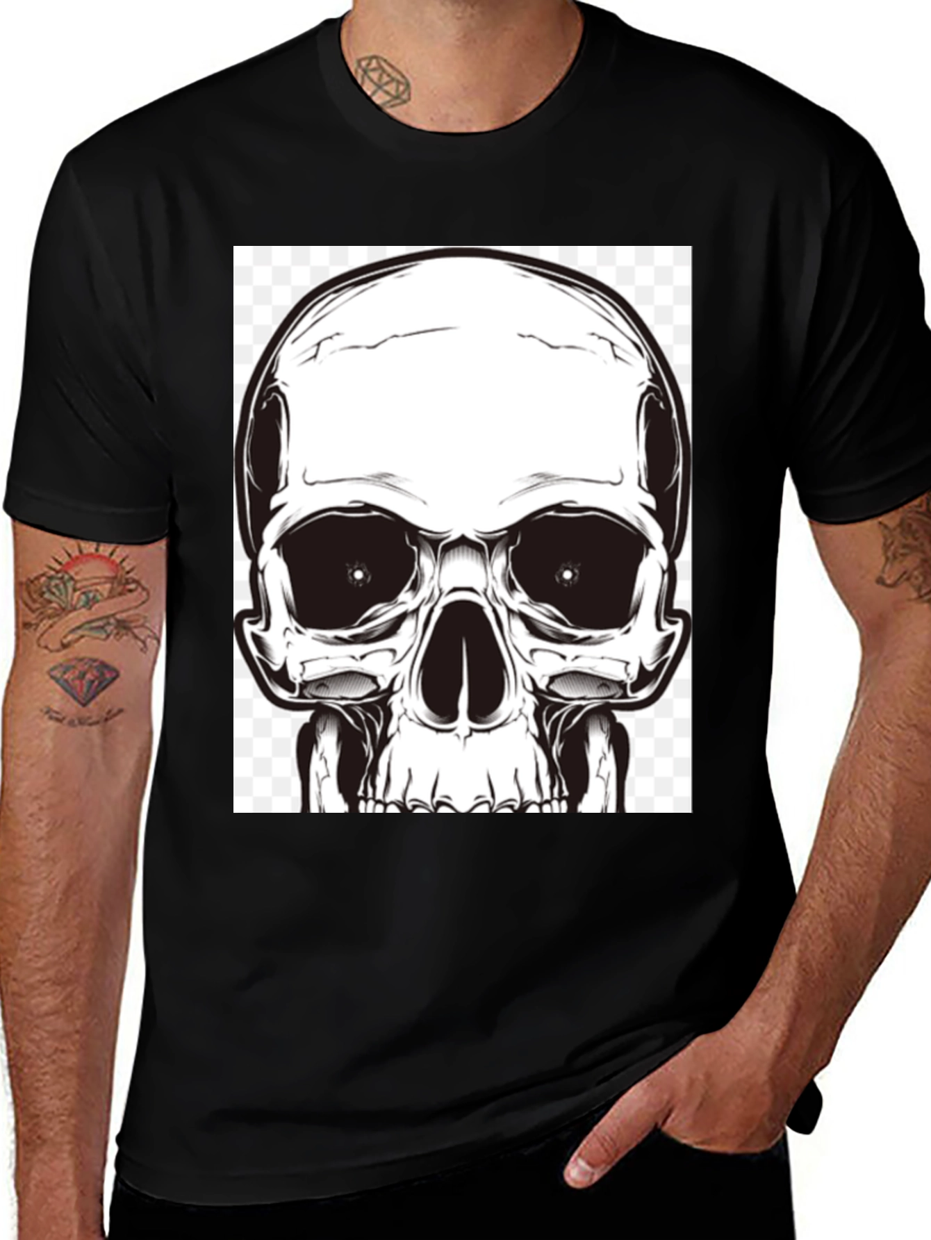 Variant 26 of Skull Graphic T-Shirt - Bold Black Cotton Tee