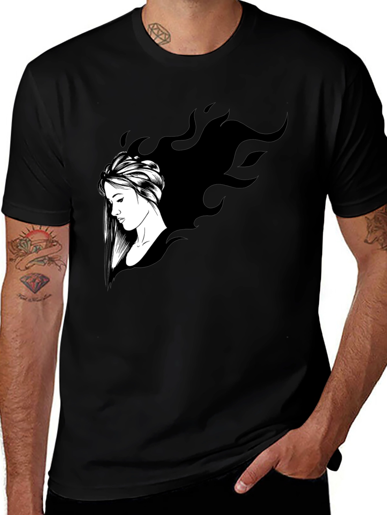 Variant 20 of Stylish Black Graphic T-Shirt - Woman Design