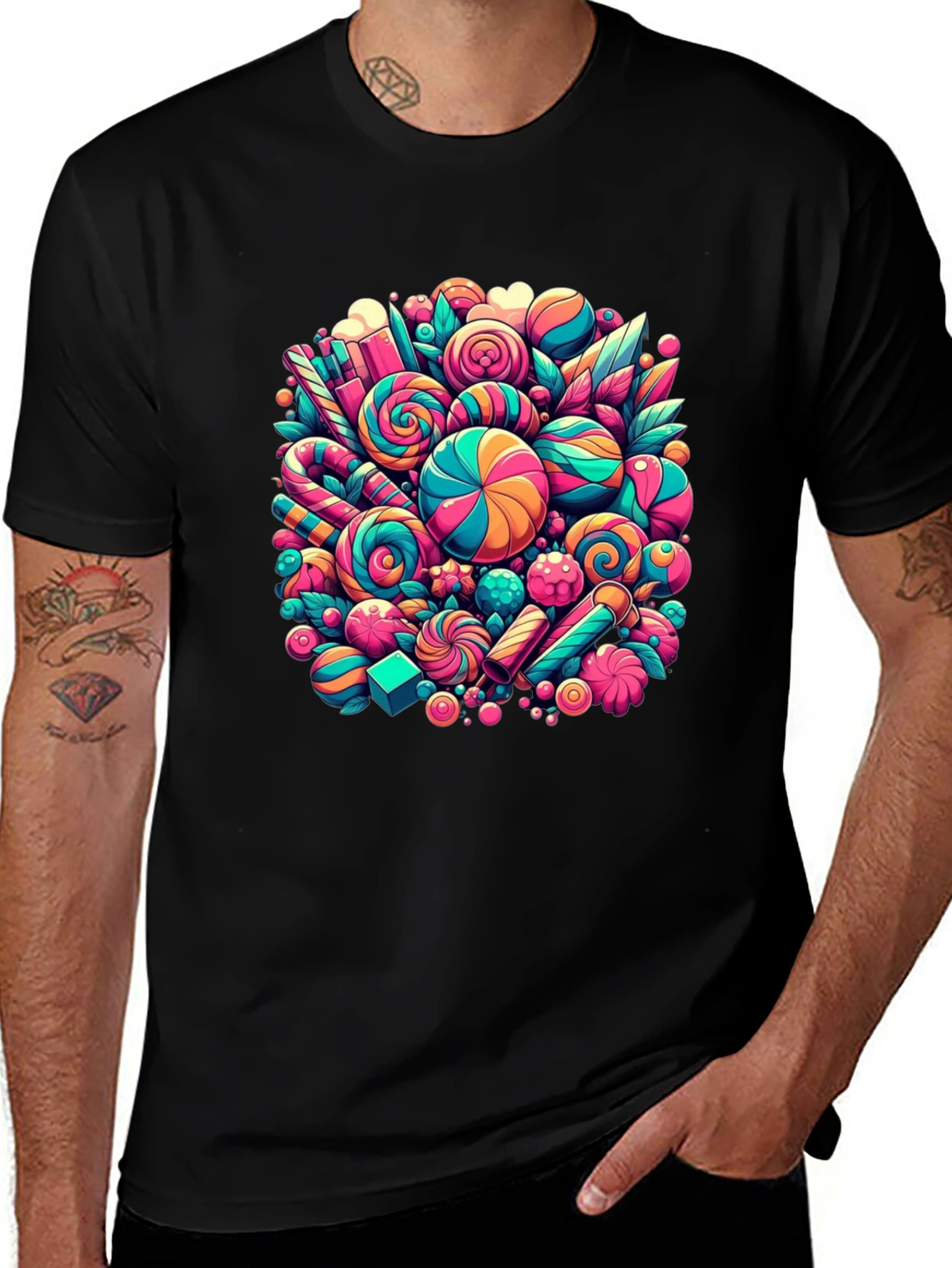 Variant 24 of Candy Graphic Black T-Shirt