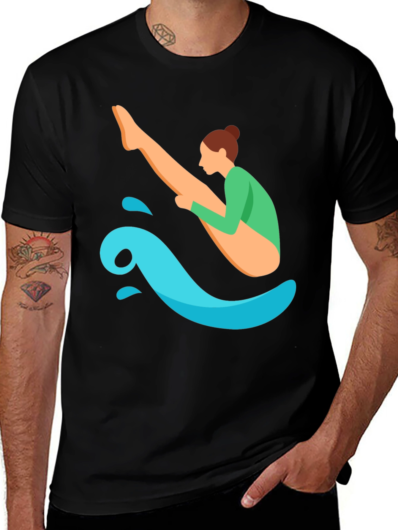 Variant 28 of Diver Graphic T-Shirt - Black Tee