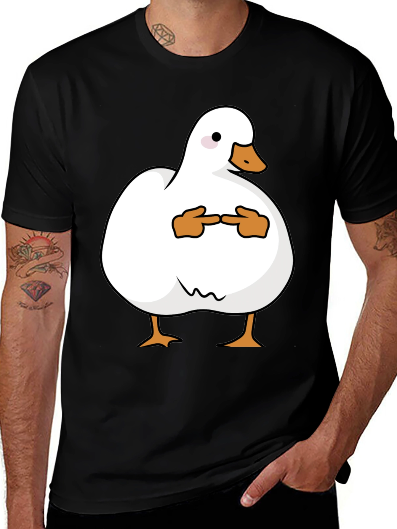 Variant 6 of Shy Duck Graphic Tee - Funny Cute Duck T-Shirt