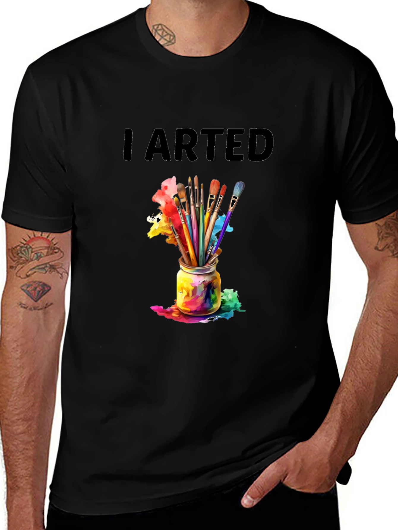 Variant 5 of I Arted T-Shirt - Colorful Paintbrush Design