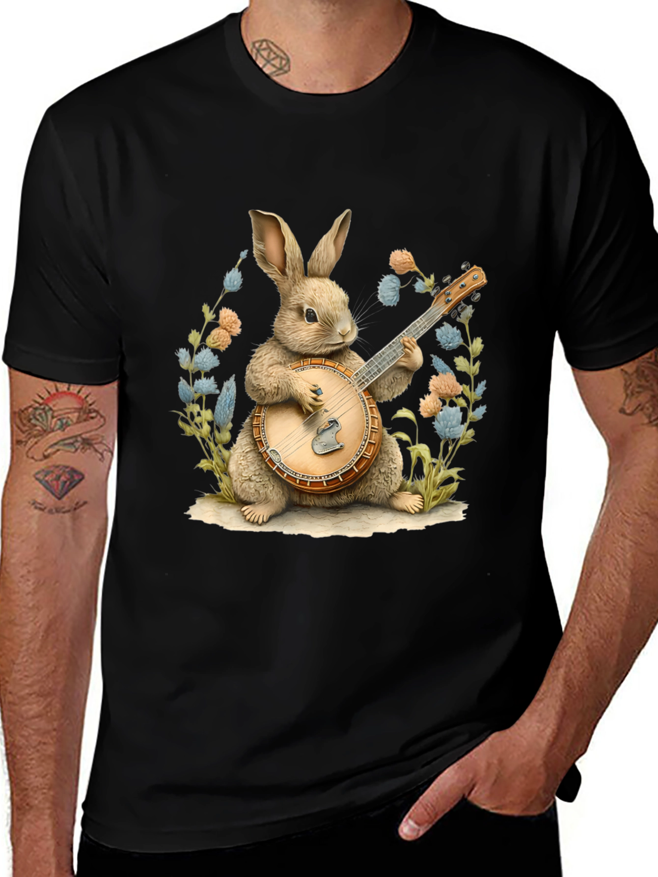 Variant 28 of Bunny Playing Banjo Graphic Tee