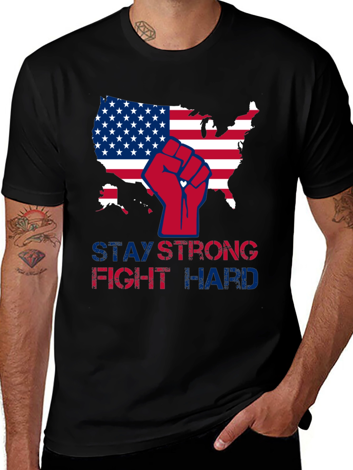 Variant 14 of Patriotic Strength T-Shirt - Stay Strong, Fight Hard