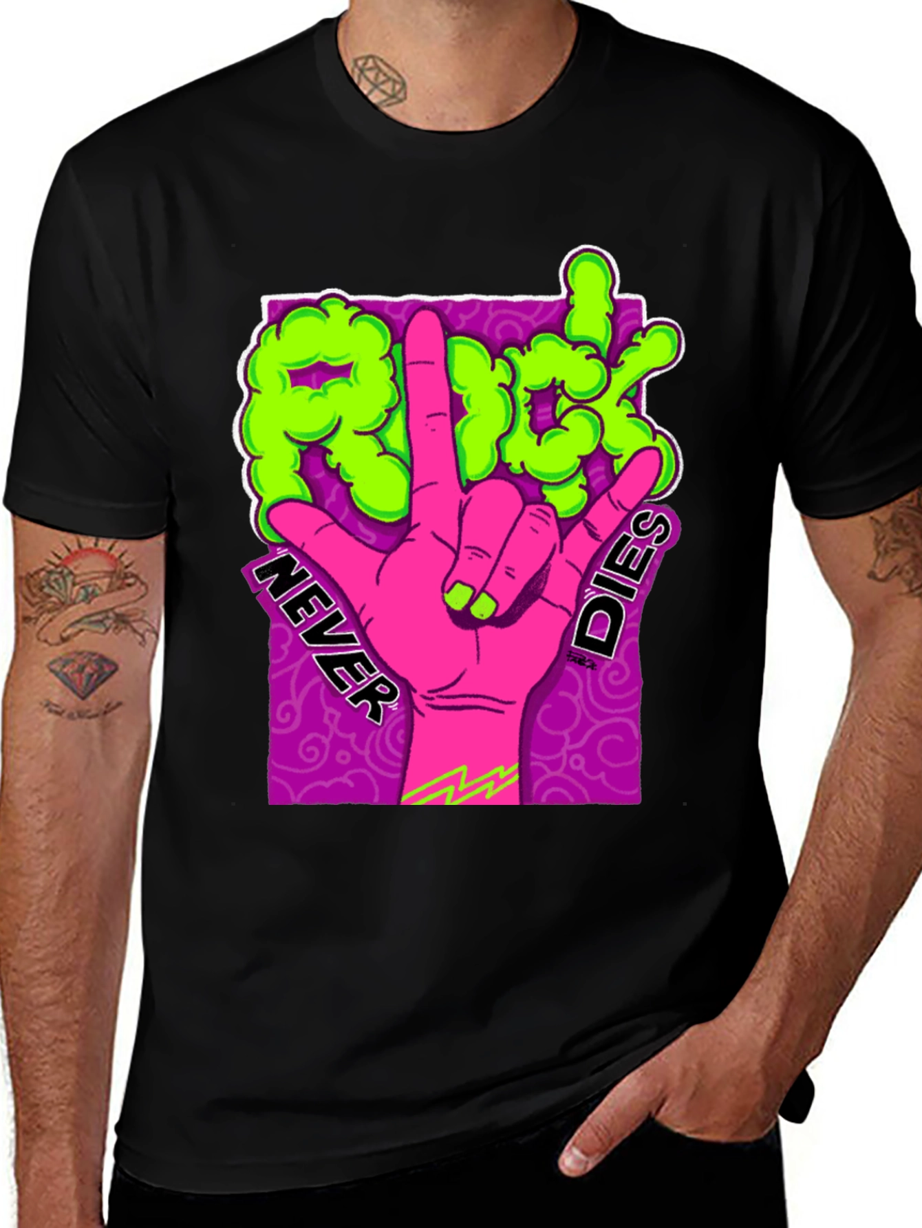 Rock Never Dies Graphic Tee - Black