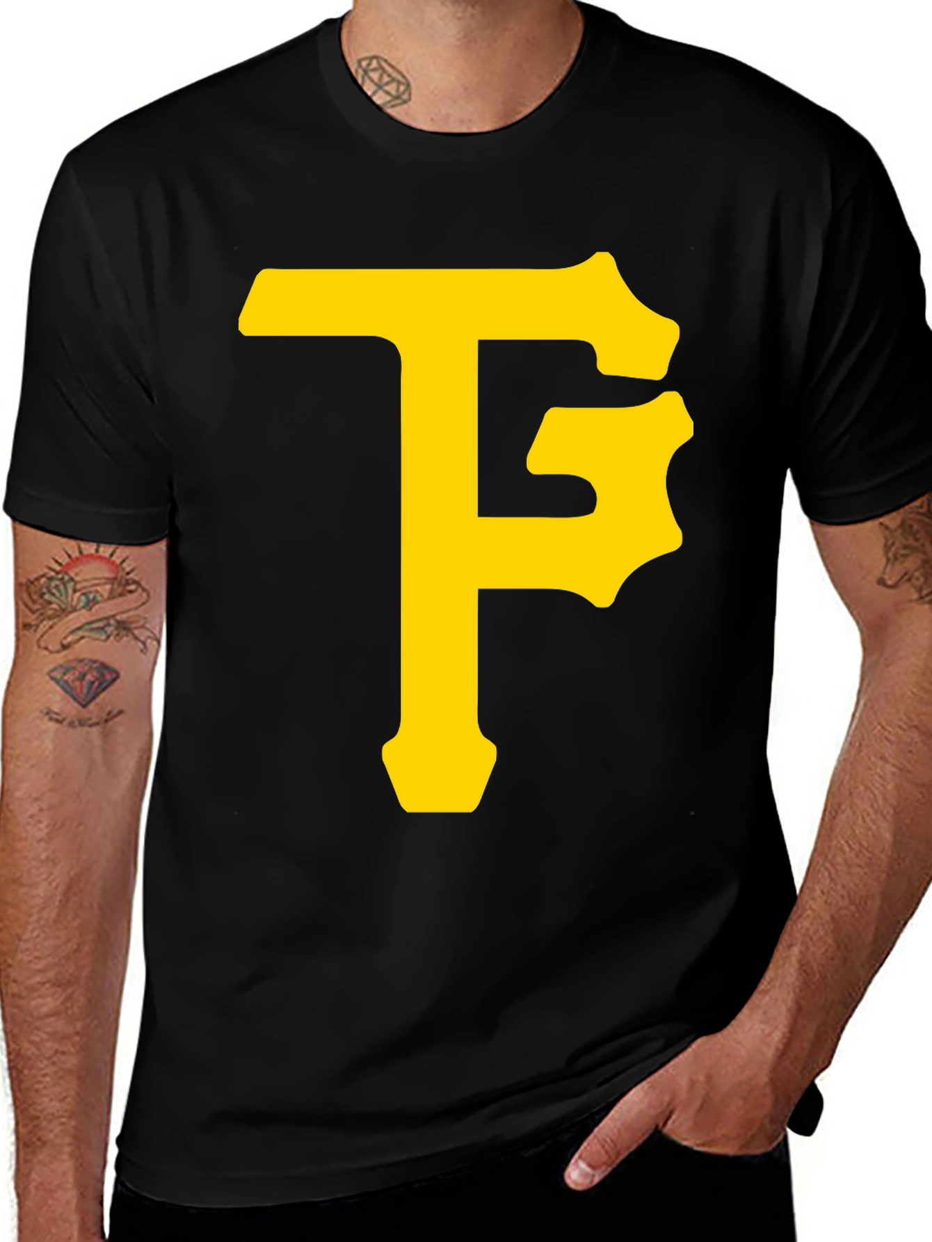Variant 22 of Black T-Shirt with Yellow Letter Logo