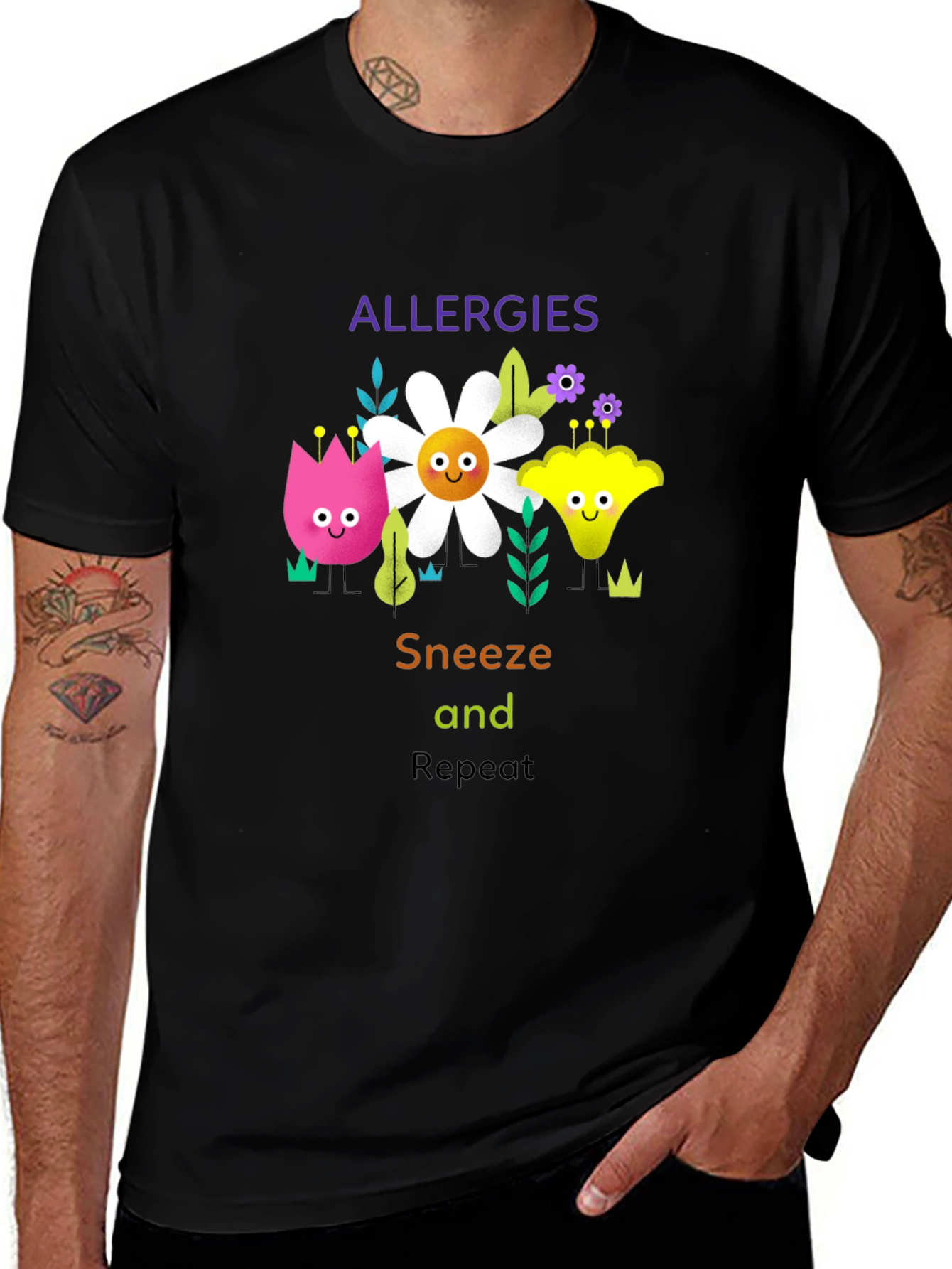 Variant 6 of Allergies Sneeze Repeat Graphic T-Shirt