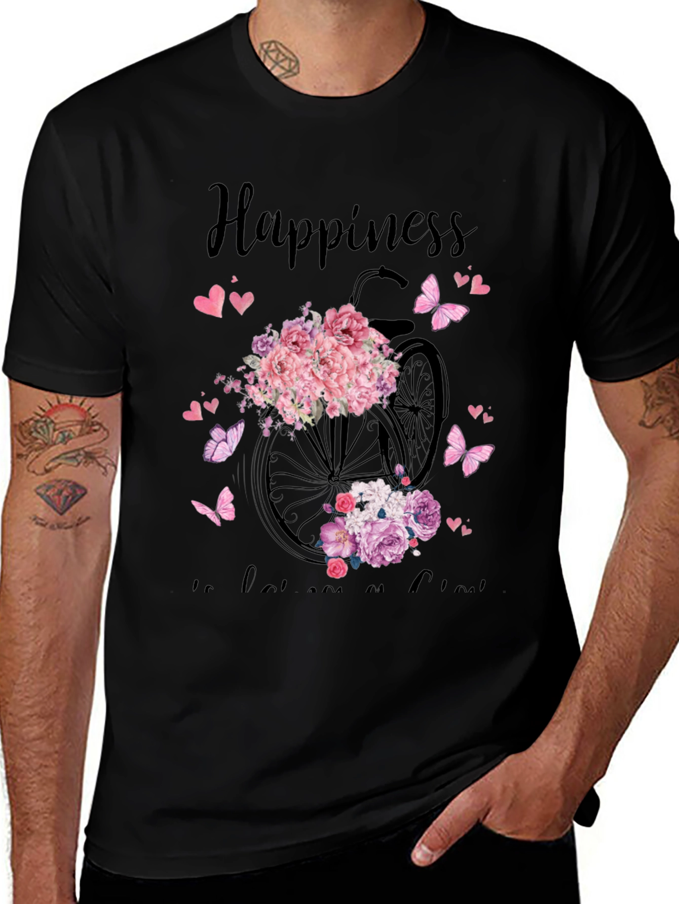 Variant 6 of Floral Bicycle Graphic T-Shirt
