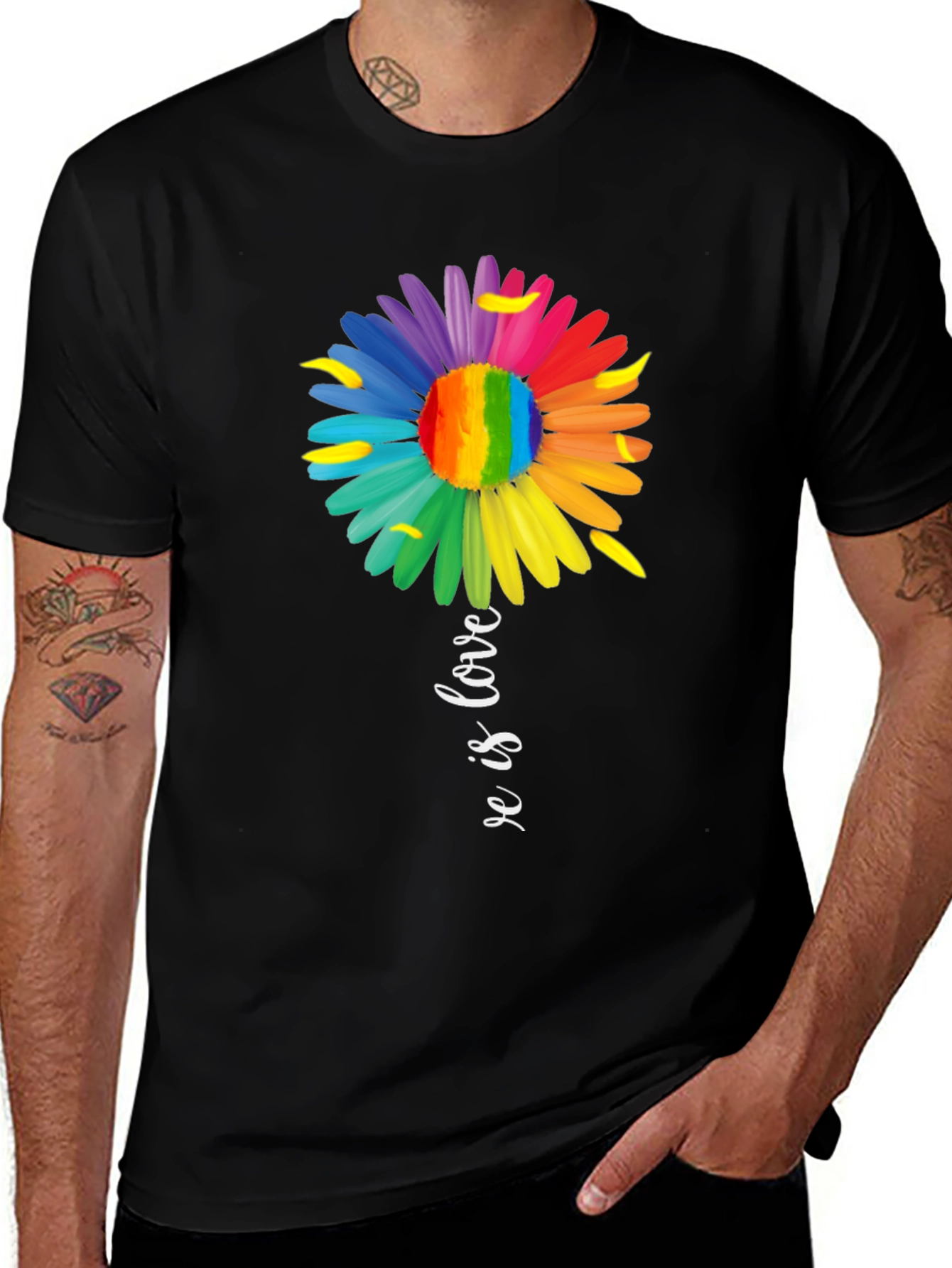 Variant 8 of Love is Love Rainbow Flower Graphic Tee