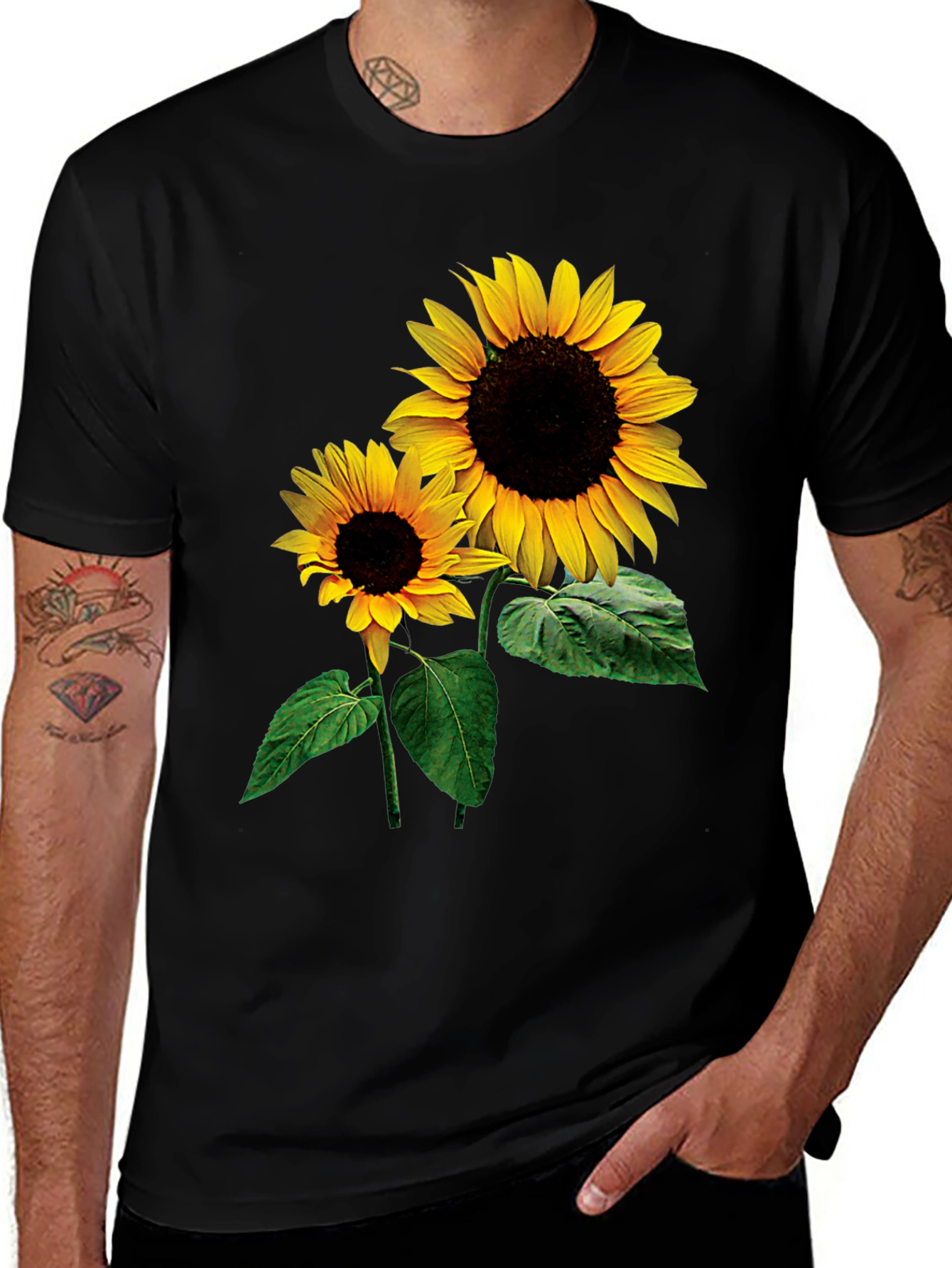 Variant 28 of Sunflower Graphic Tee - Black Cotton Casual T-Shirt