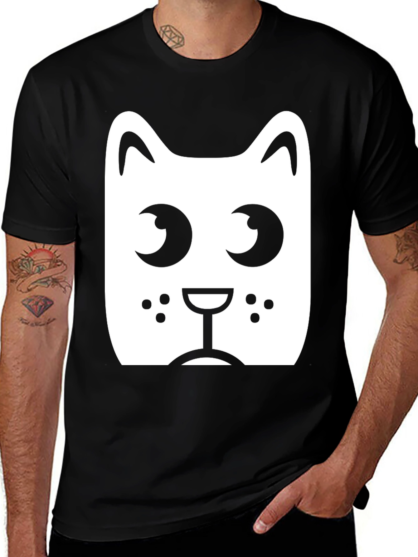Variant 17 of Cool Cat Graphic Black T-Shirt