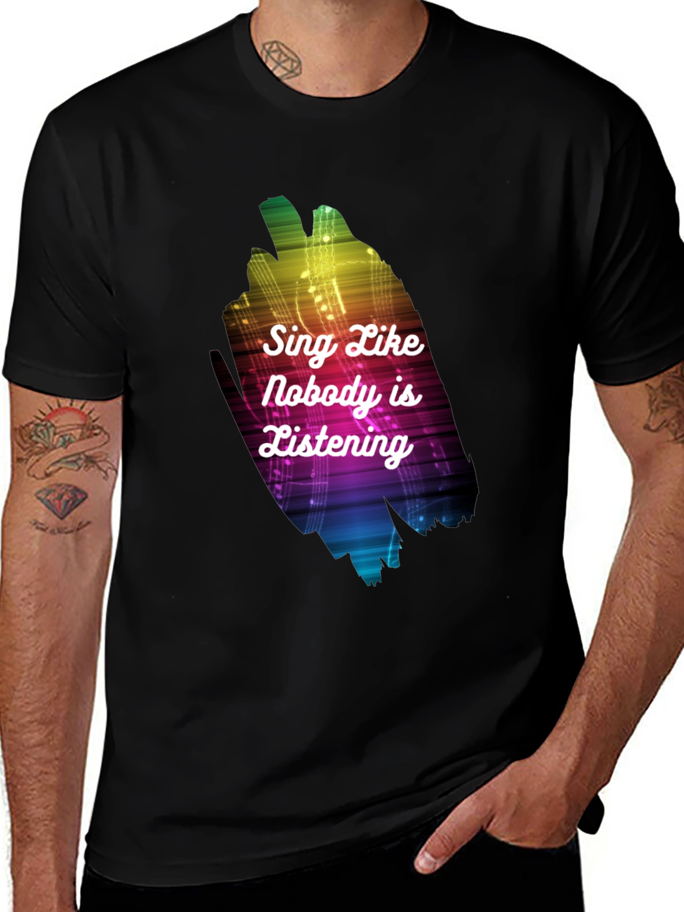 Variant 29 of Sing Like Nobody is Listening Black Graphic Tee