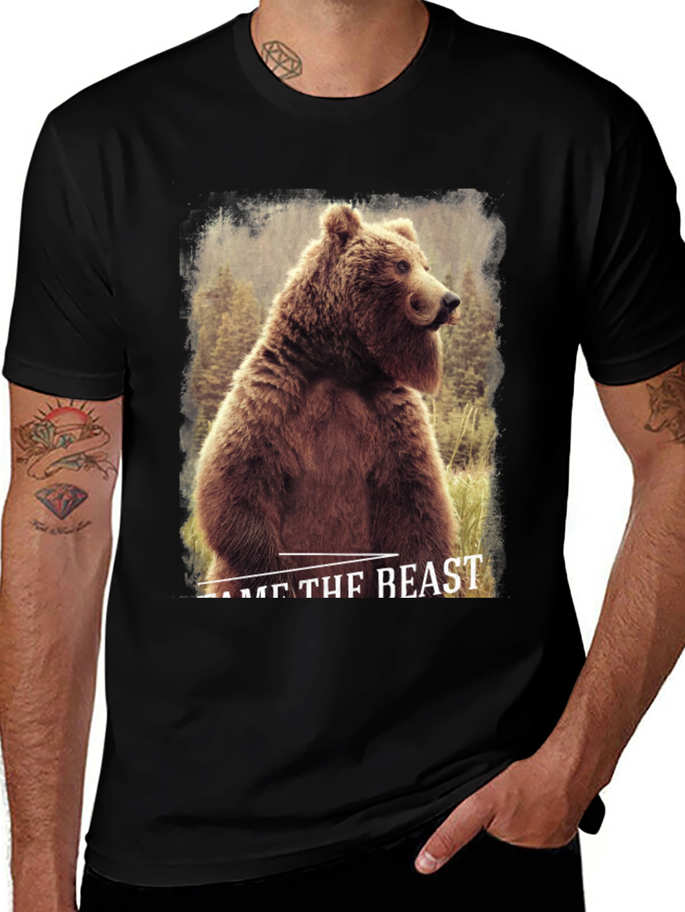 Variant 30 of Tame The Beast Bear Graphic Tee - Black