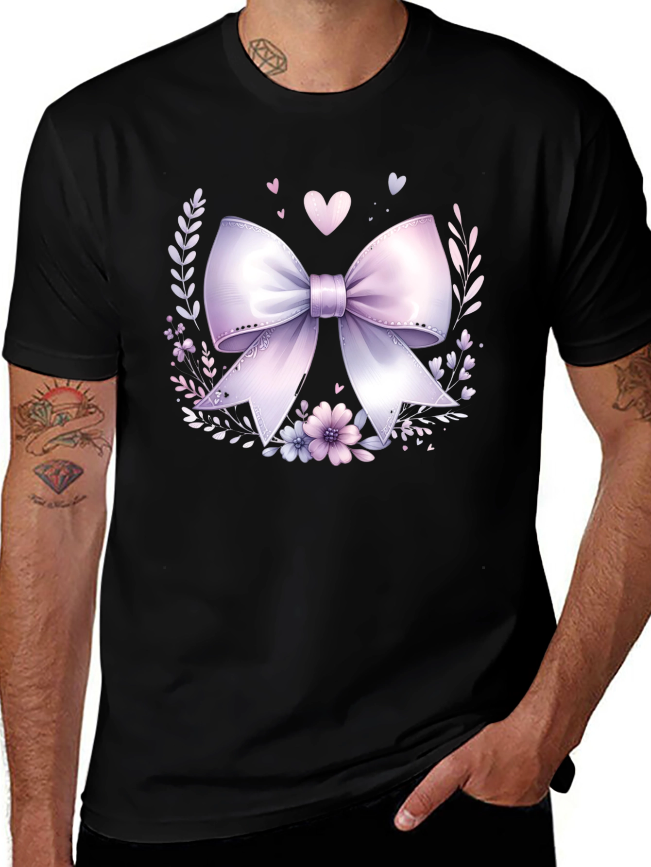 Floral Bow Graphic Tee - Stylish Casual Wear