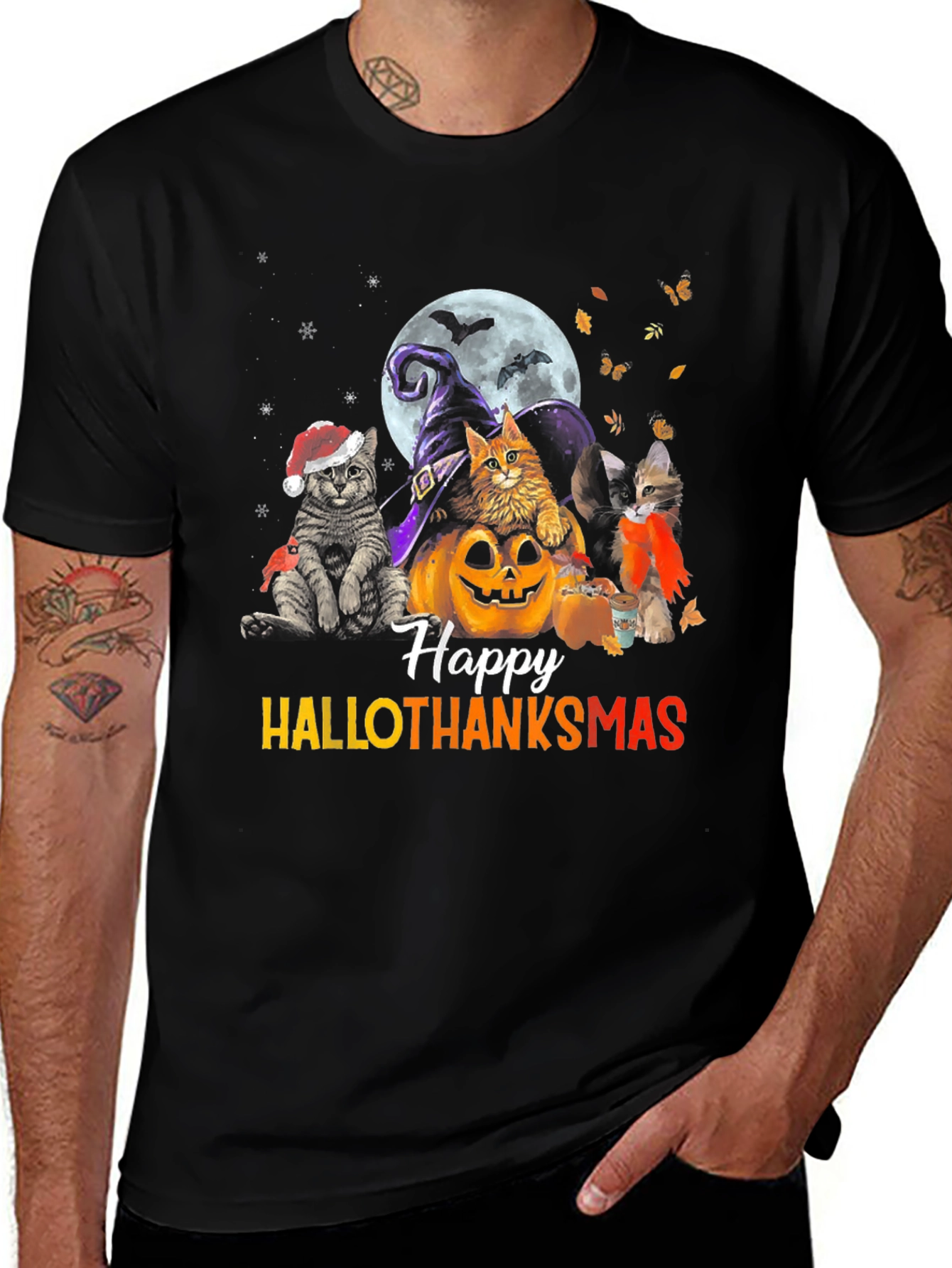 Happy Hallothanksmas Cats T-Shirt