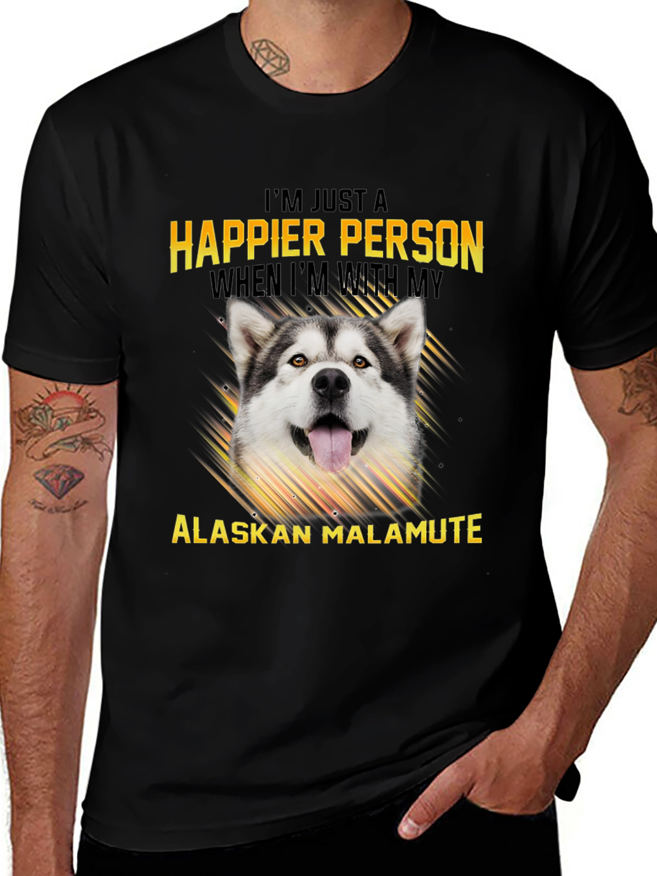 Variant 15 of Happier with Alaskan Malamute T-Shirt