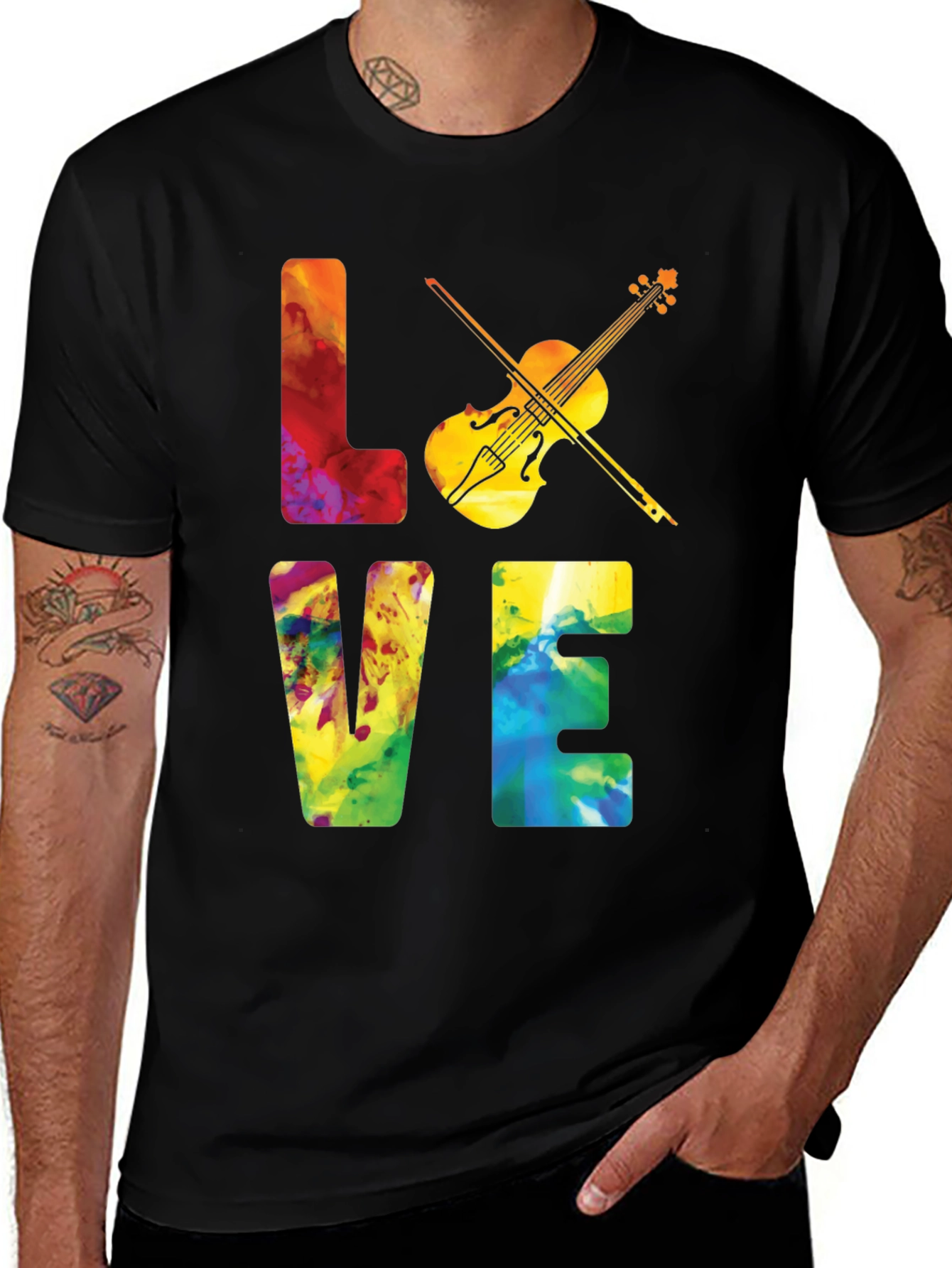 Variant 6 of Love Violin Graphic T-Shirt - Music Lover Tee