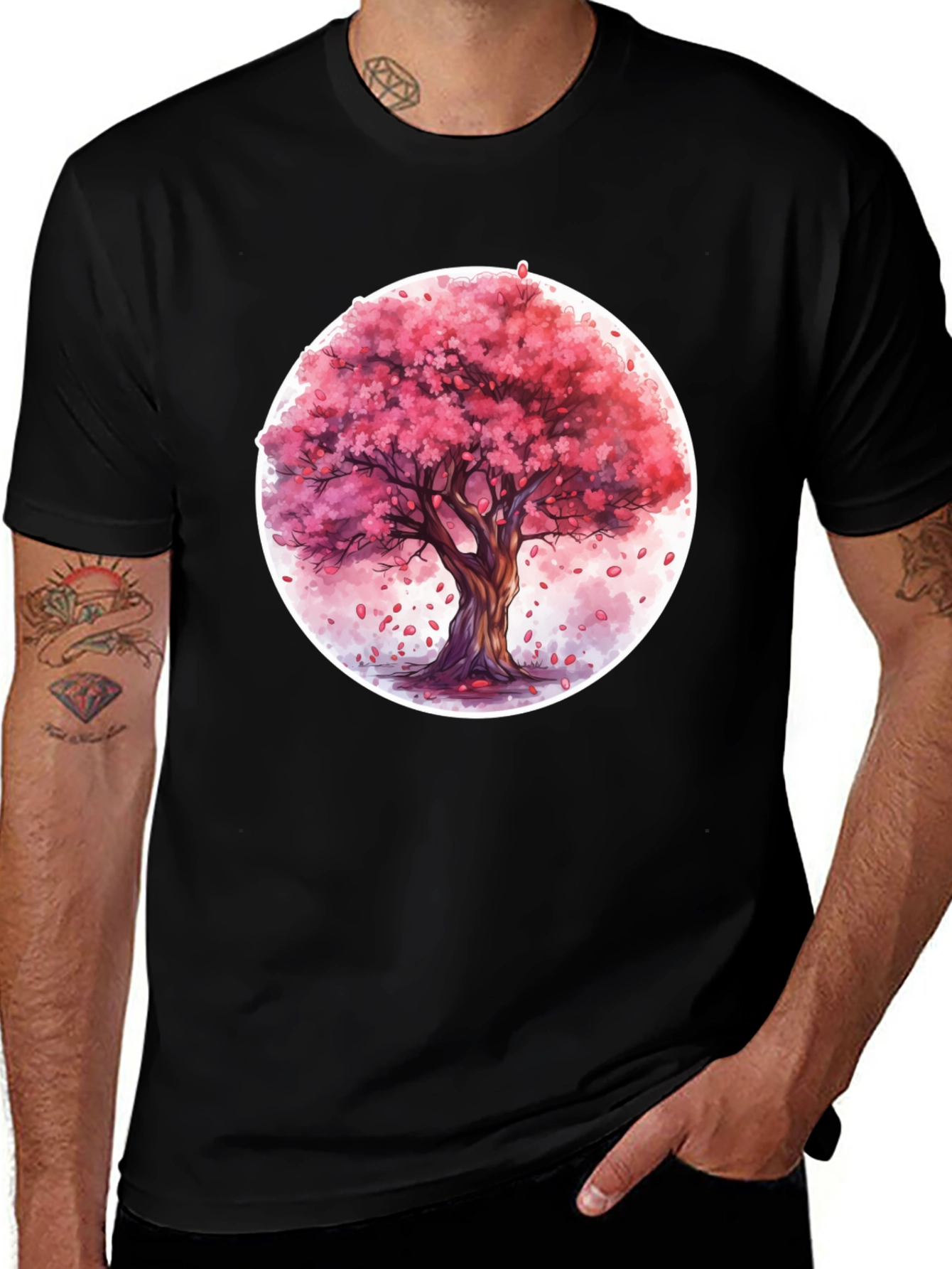Variant 14 of Cherry Blossom Tree Graphic Tee - Black
