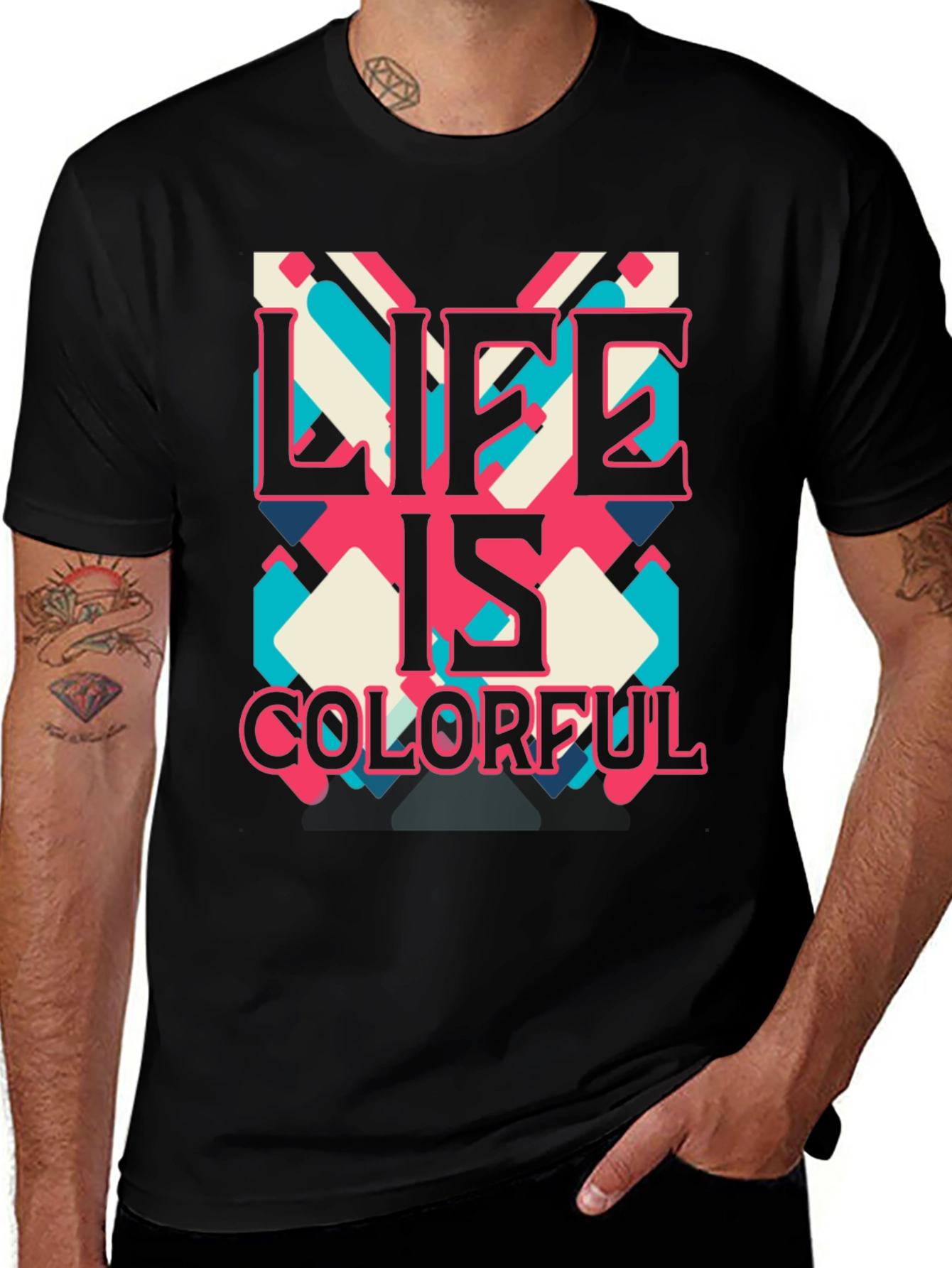 Variant 27 of Life is Colorful Graphic Tee - Retro Design T-Shirt
