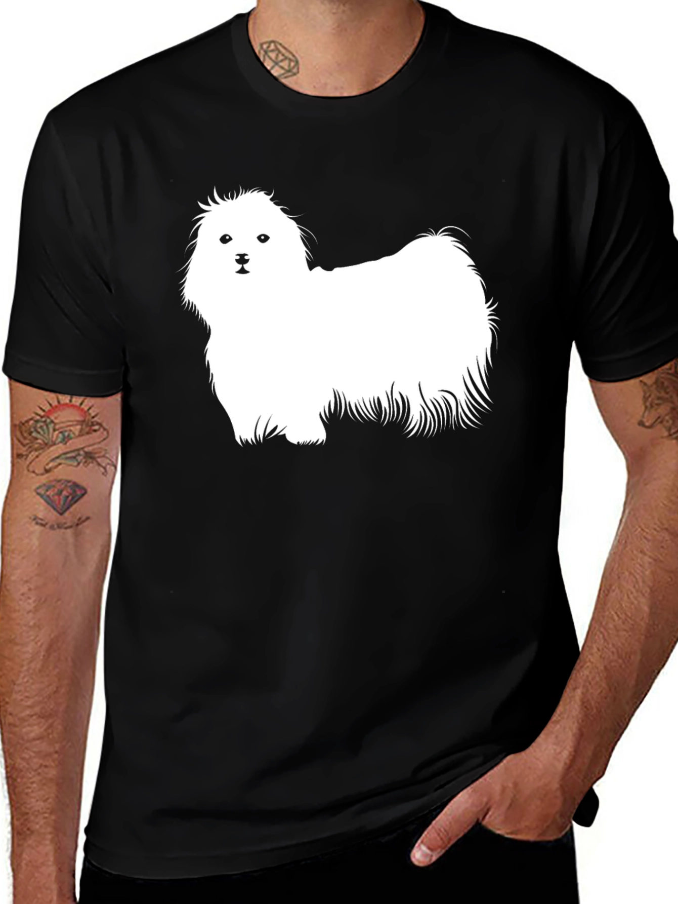Variant 23 of Cute Dog Graphic T-Shirt - Black Cotton Tee