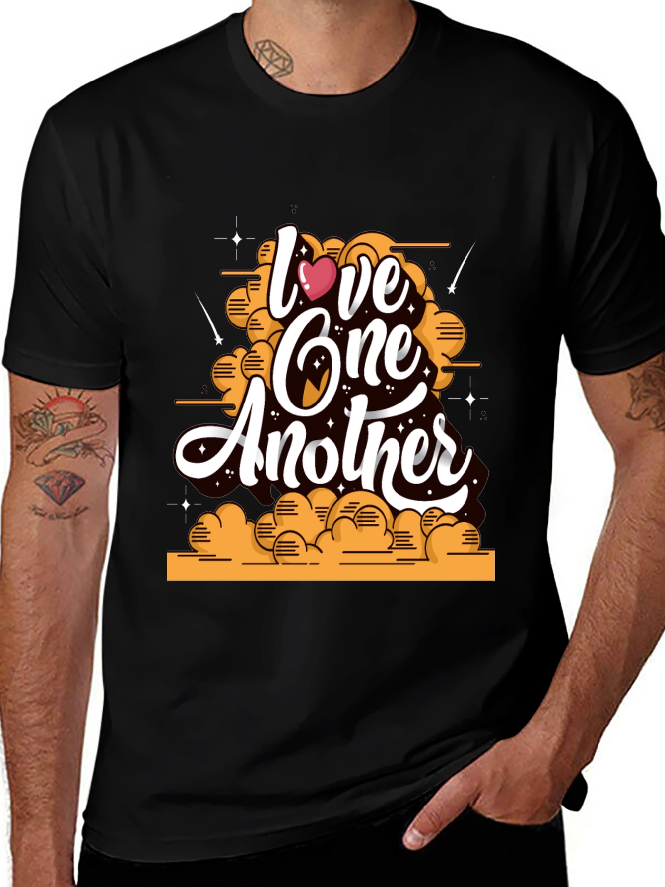 Variant 18 of Love One Another Graphic Tee - Black Cotton Blend