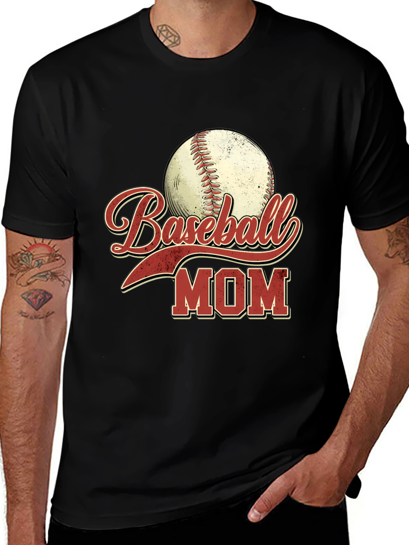 Baseball Mom Graphic Tee - Black