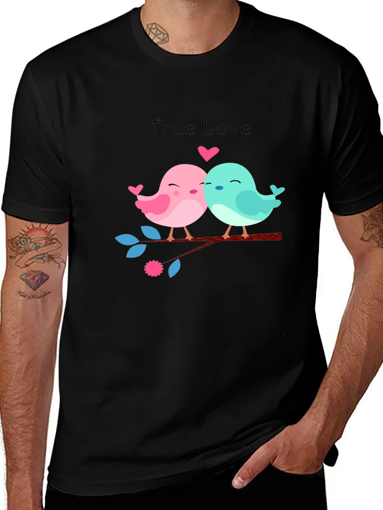 Variant 17 of True Love Birds Graphic Tee - Black