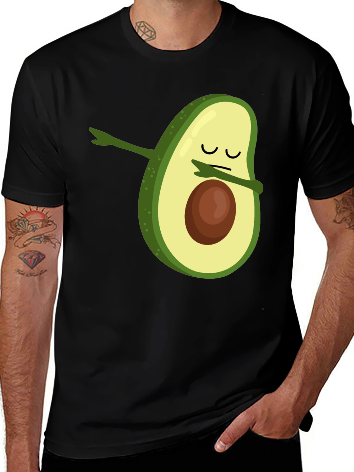 Variant 28 of Avocado Dabbing Graphic Tee - Unisex Black T-Shirt