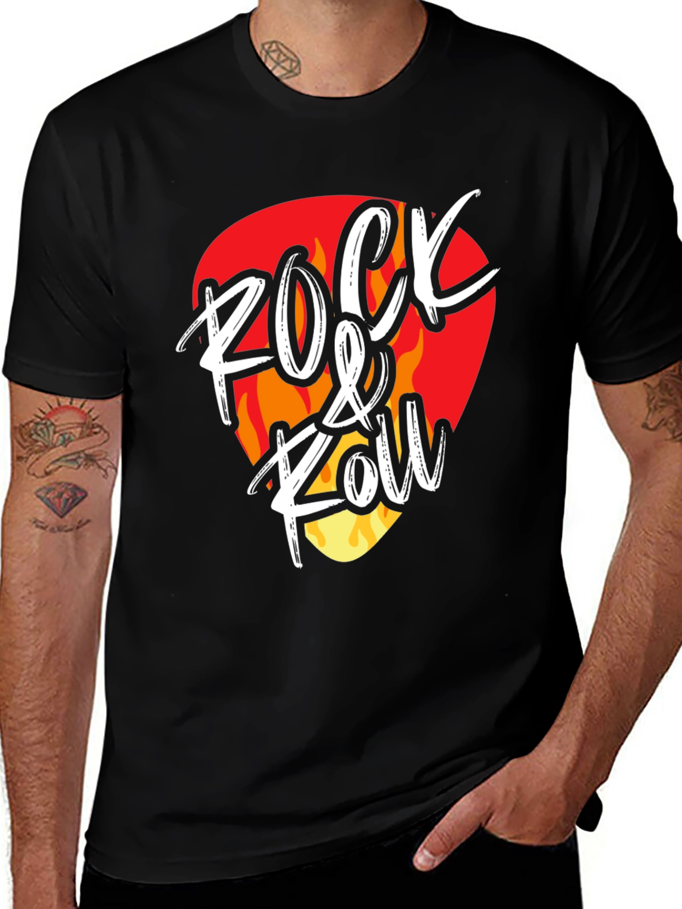 Variant 4 of Rock & Roll Graphic Tee - Guitar Pick Design