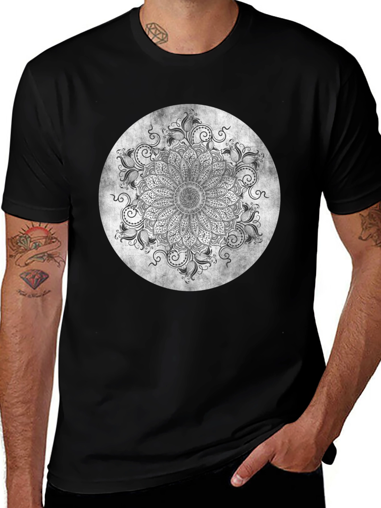 Variant 8 of Mandala Graphic Tee - Black