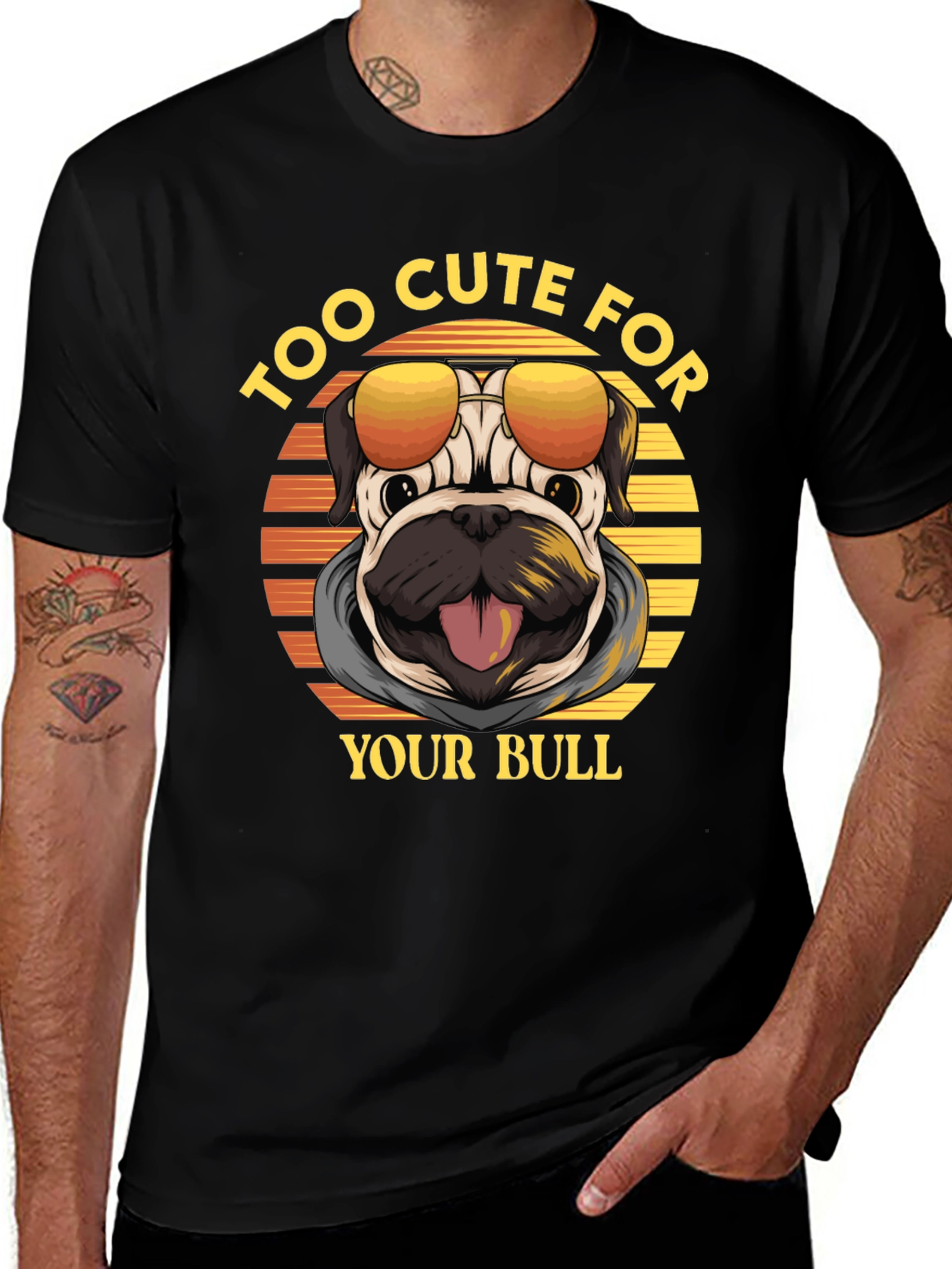 Variant 20 of Too Cute Pug Graphic Tee - Funny Dog Shirt
