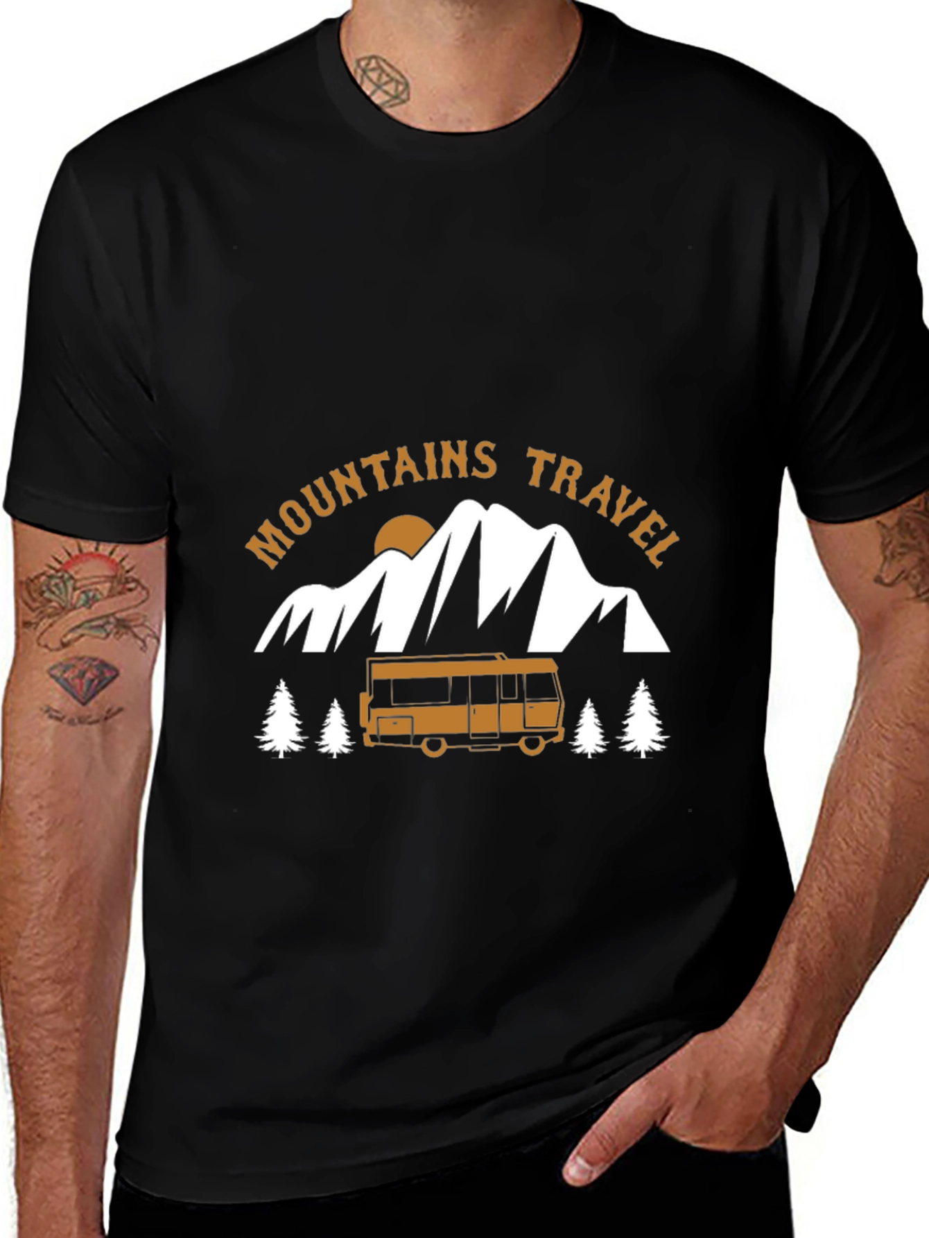 Variant 21 of Mountains Travel Graphic Tee - Black Unisex Shirt