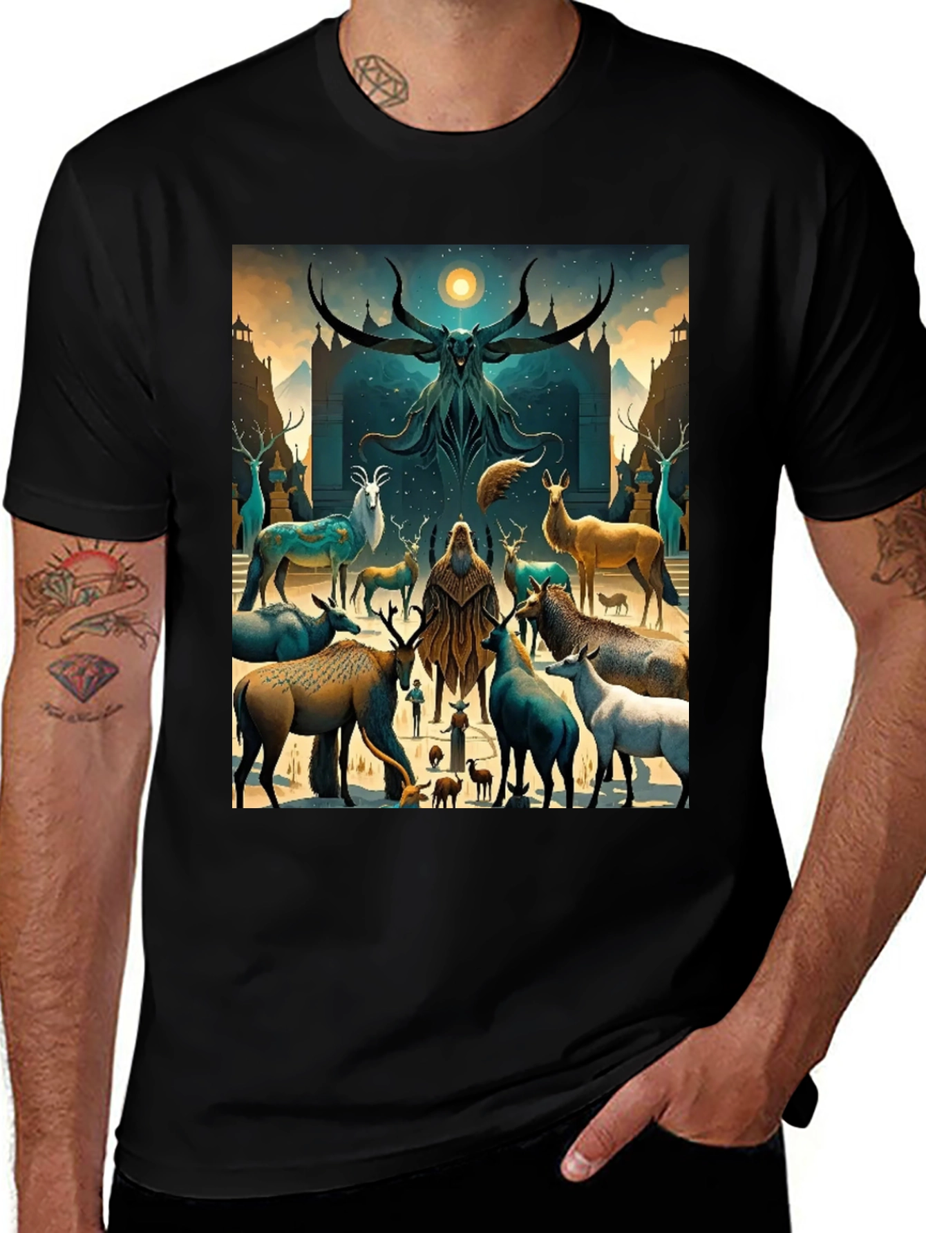 Variant 7 of Mystic Deer Gathering Graphic Tee