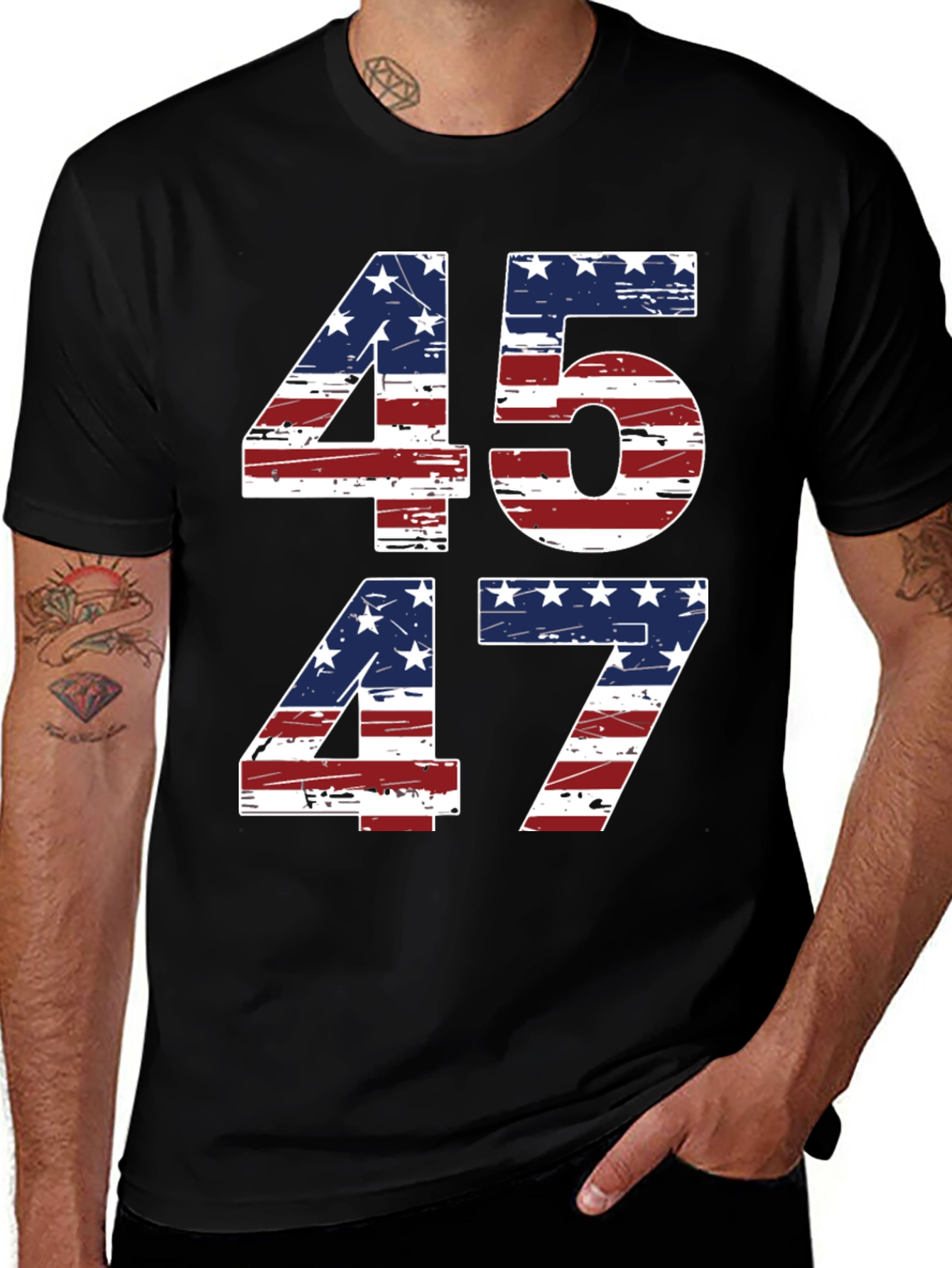 45 47 American Flag T-Shirt Patriotic