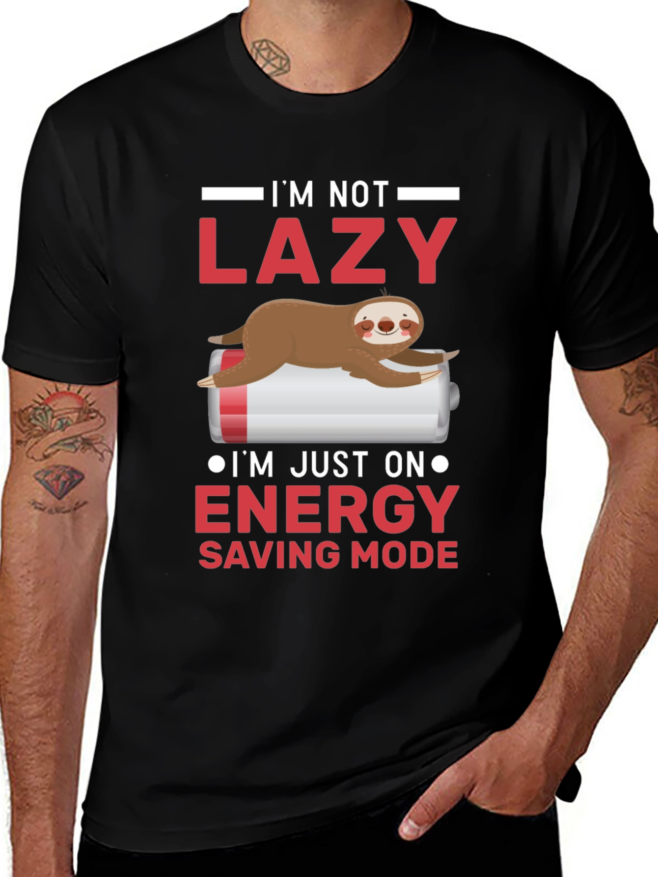 Variant 22 of Lazy Sloth Energy Saving Mode Funny T-Shirt