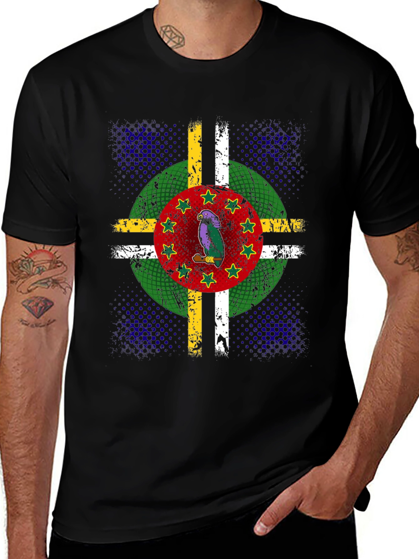 Dominica Flag Parrot Graphic T-Shirt
