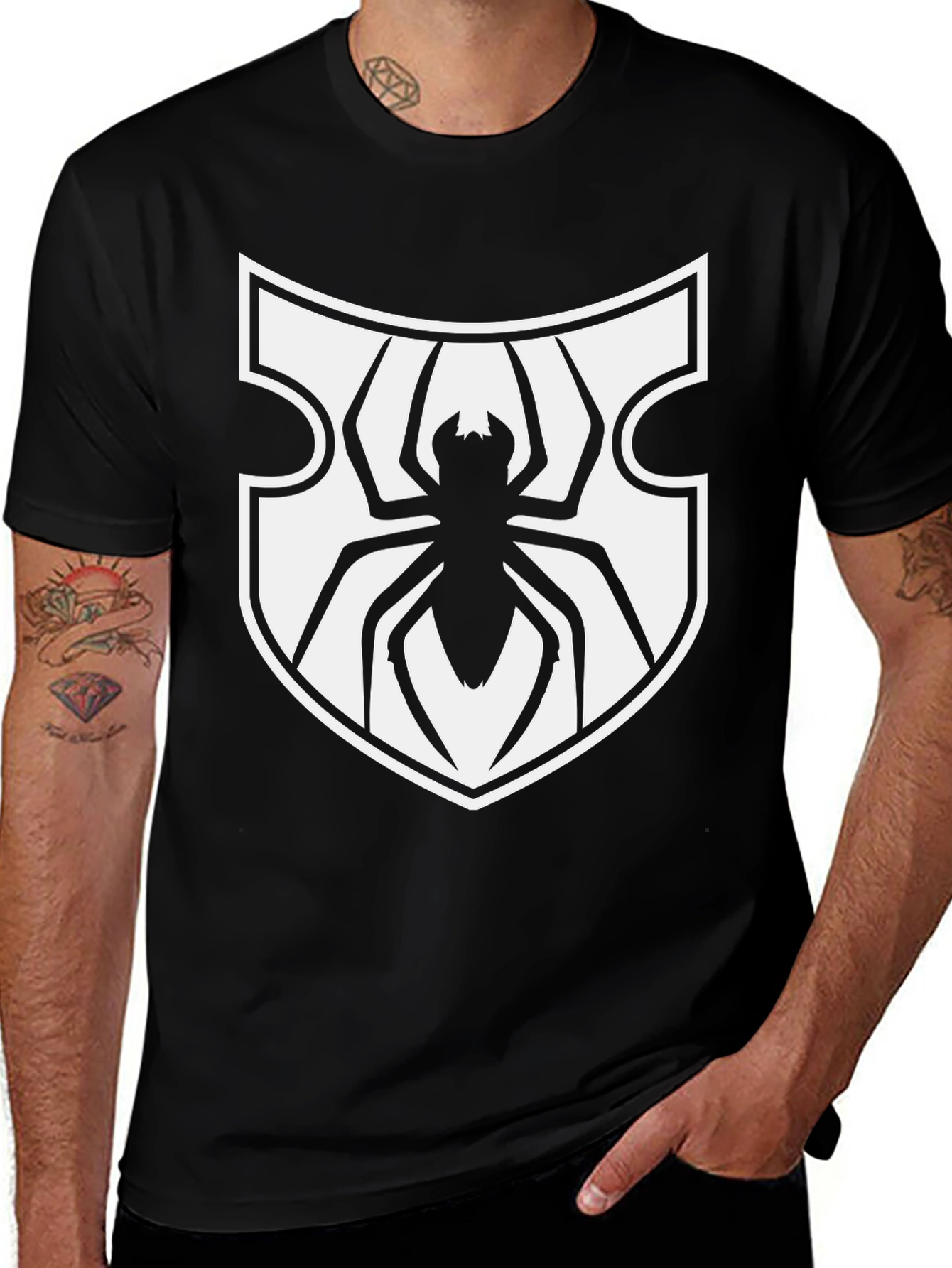 Variant 27 of Spider Shield Graphic Tee - Black Cotton Blend