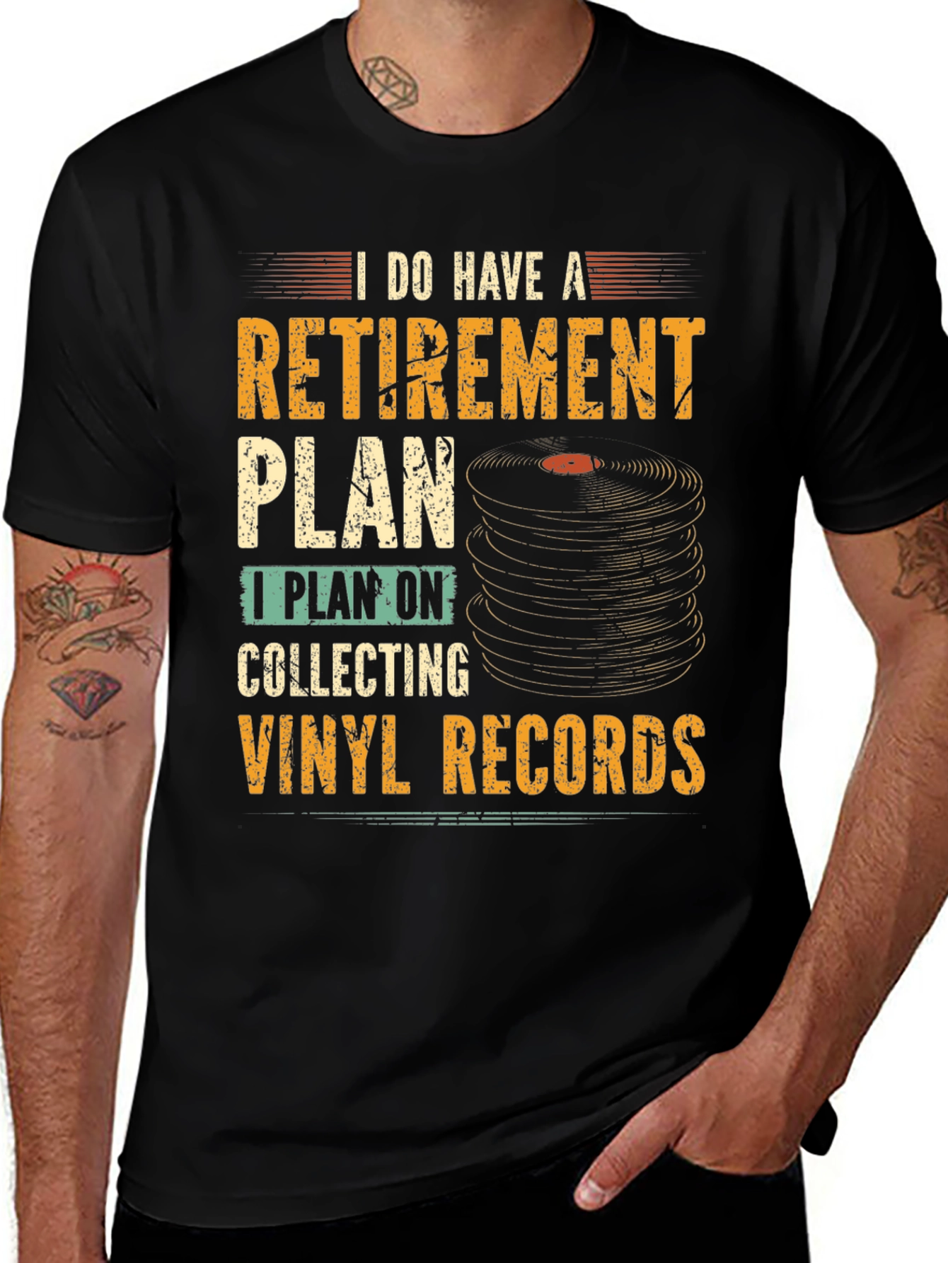 Variant 30 of Retirement Vinyl Record Collector T-Shirt