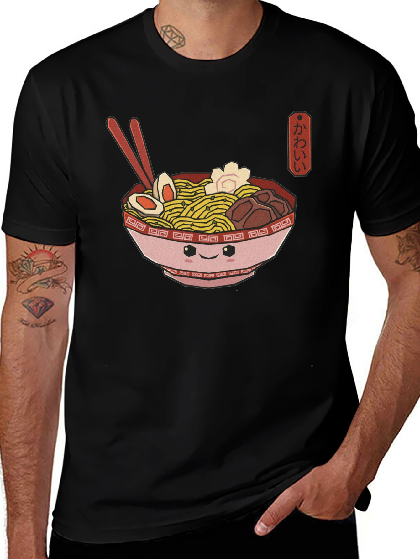 Variant 19 of Kawaii Ramen Bowl Black T-Shirt
