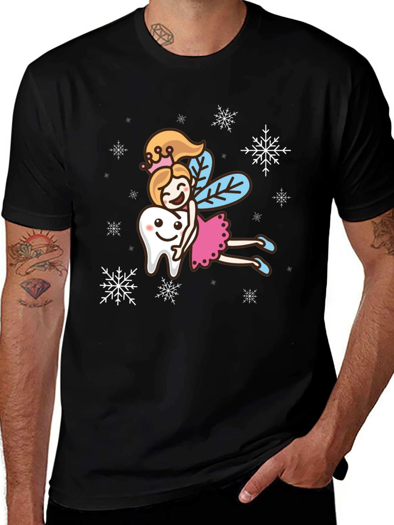 Variant 14 of Tooth Fairy Graphic Tee - Black Cotton Blend Shirt