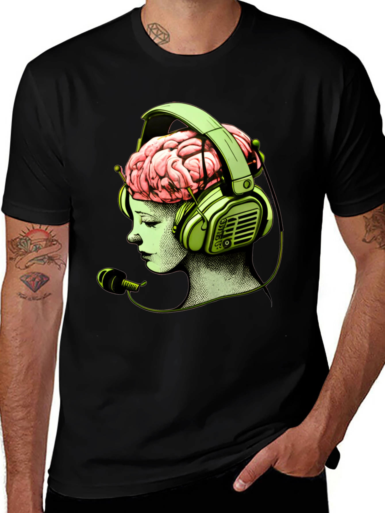 Variant 26 of Brain in Headphones Graphic T-Shirt