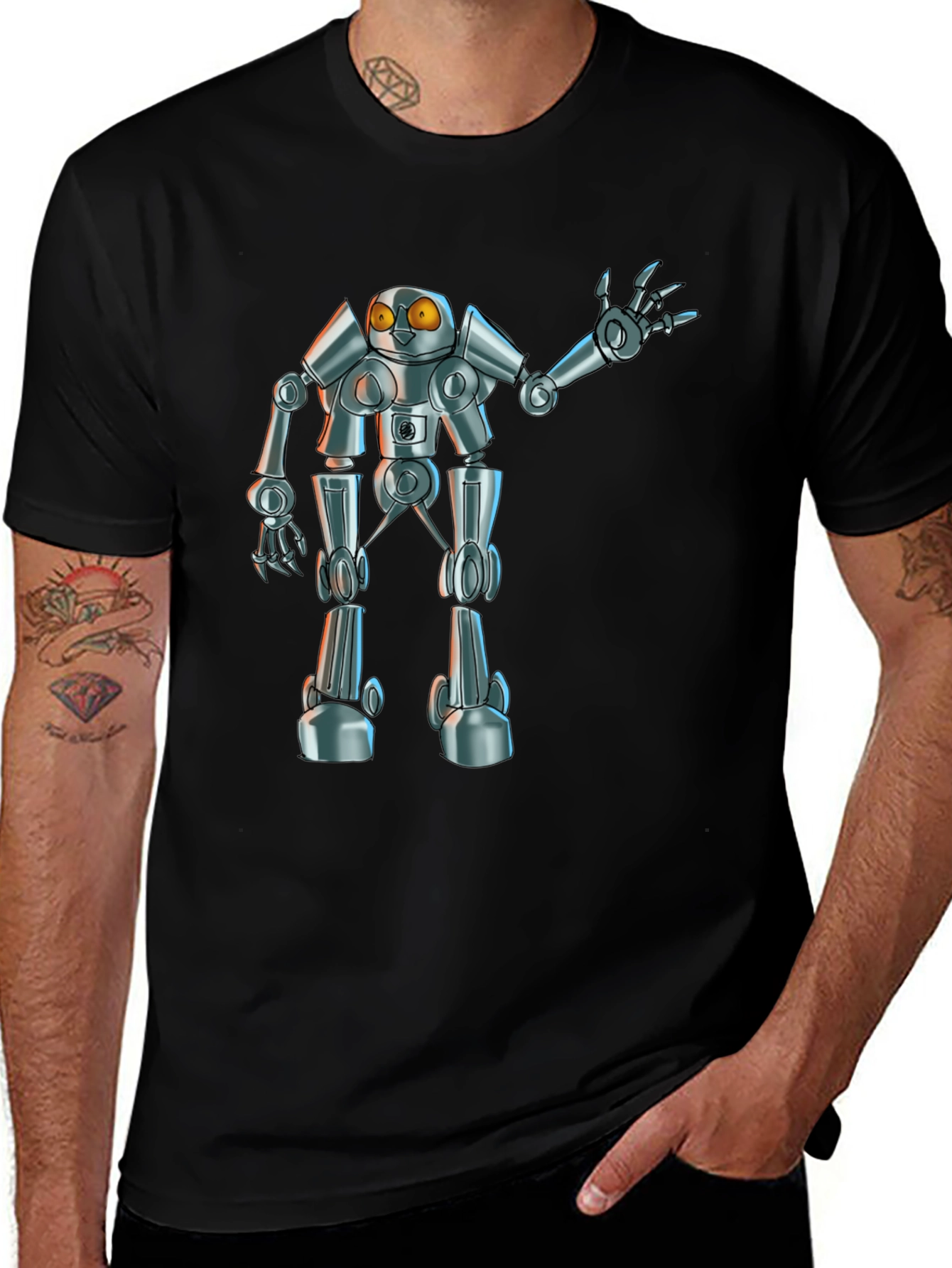 Variant 15 of Robot Graphic Tee - Black Novelty T-Shirt